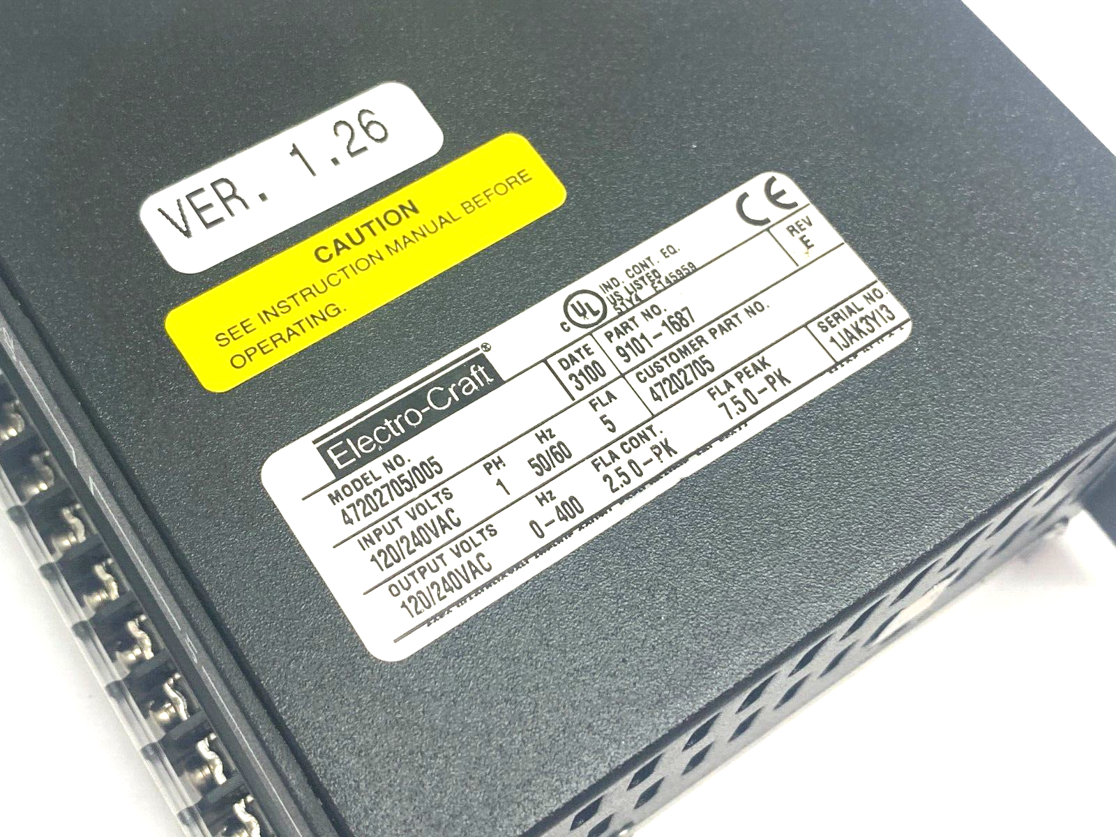 Electro-Craft 47202705/005 BRU Ser Advantage Line Servo Drive 1-Phase 9101-1687 - Maverick Industrial Sales