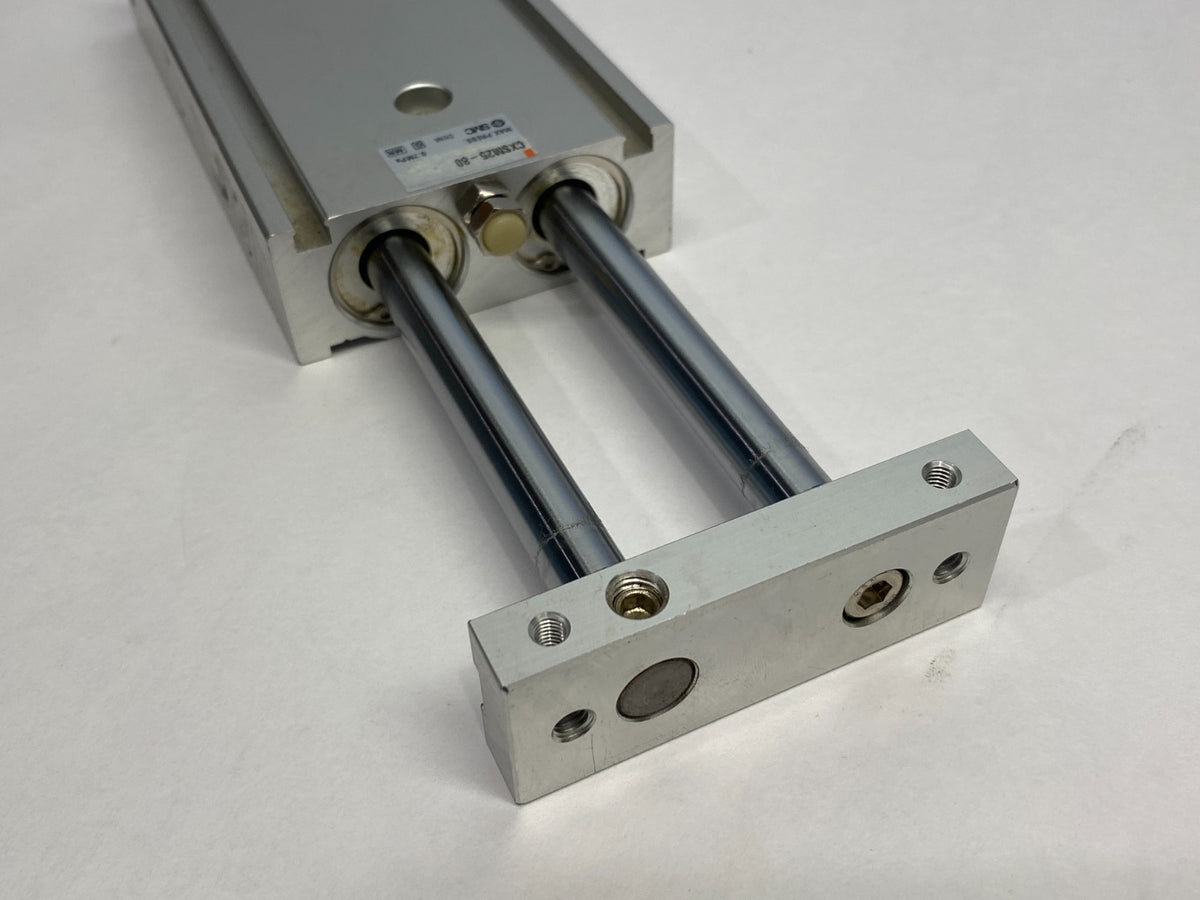 CXSM25-80 | SMC Dual-Rod Guided Slide Cylinder 25mm Bore, 80mm Stroke - New – Open box - Maverick Industrial Sales