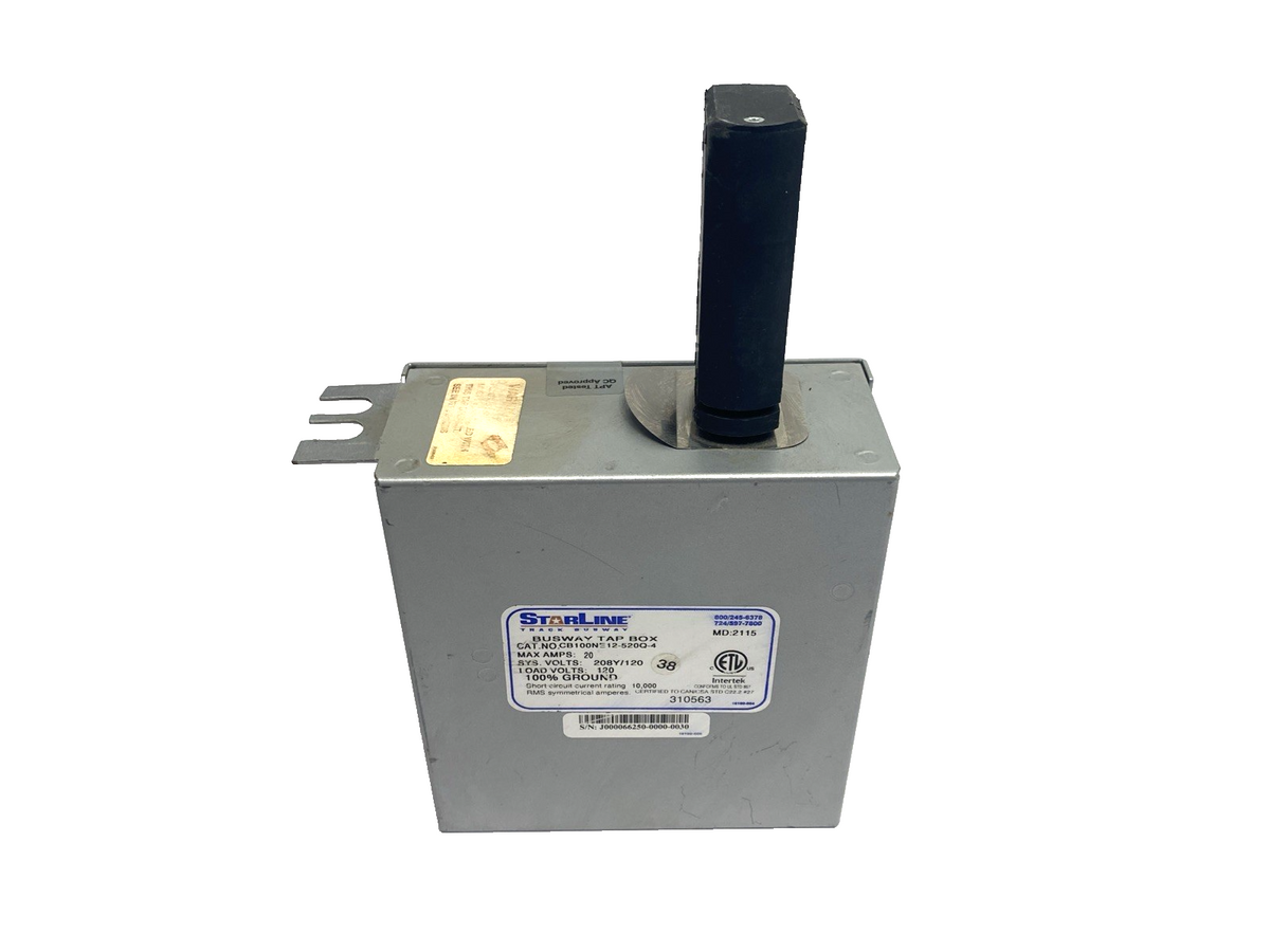 StarLine CB100NE12-520Q-4 Track Busway Tap Box 20A 208Y/120, 120V Load, 4-Outlet - Maverick Industrial Sales