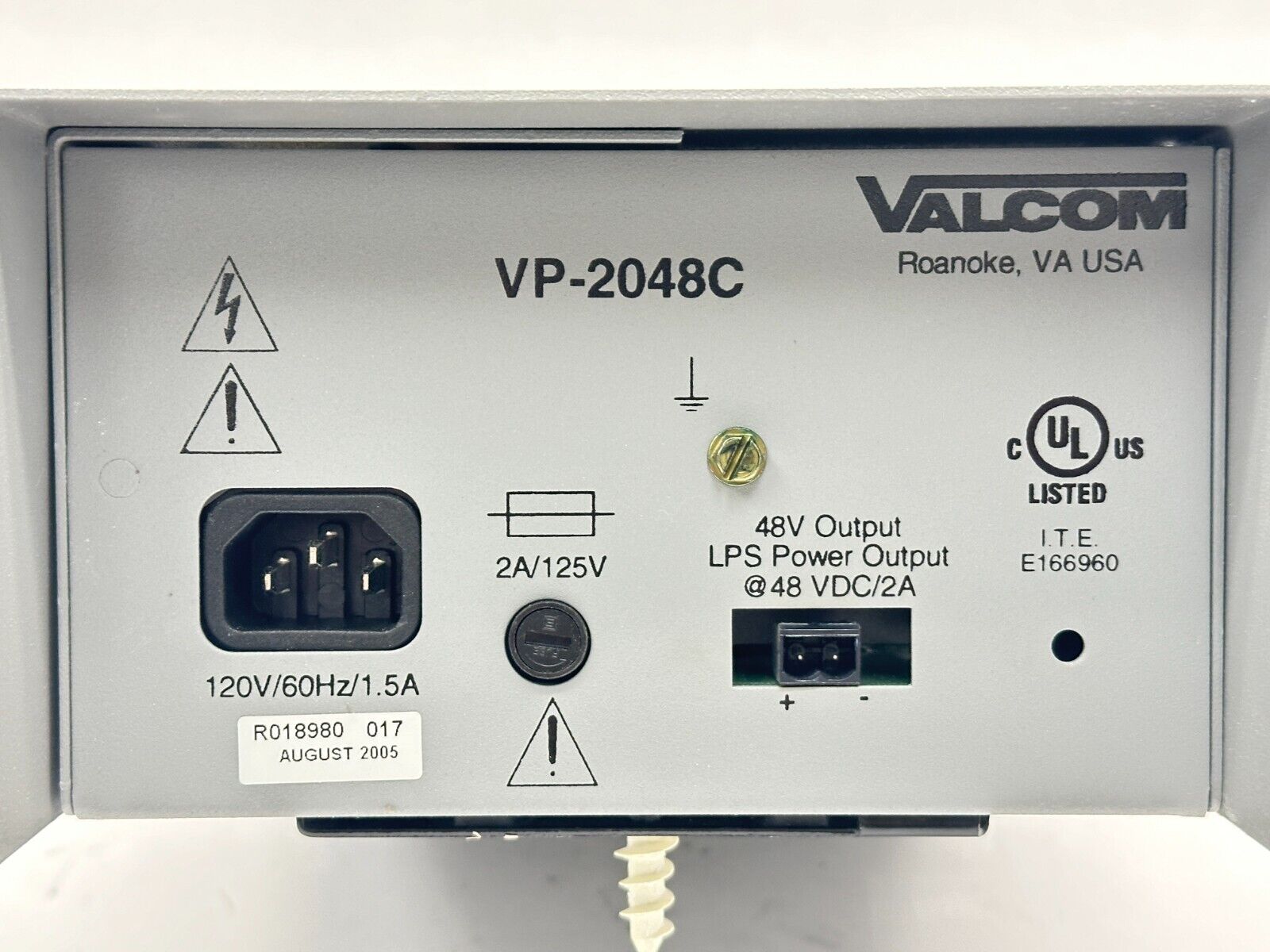 VP-2048C | Valcom Power Supply 2A 48VDC 30W - Used - Maverick Industrial Sales