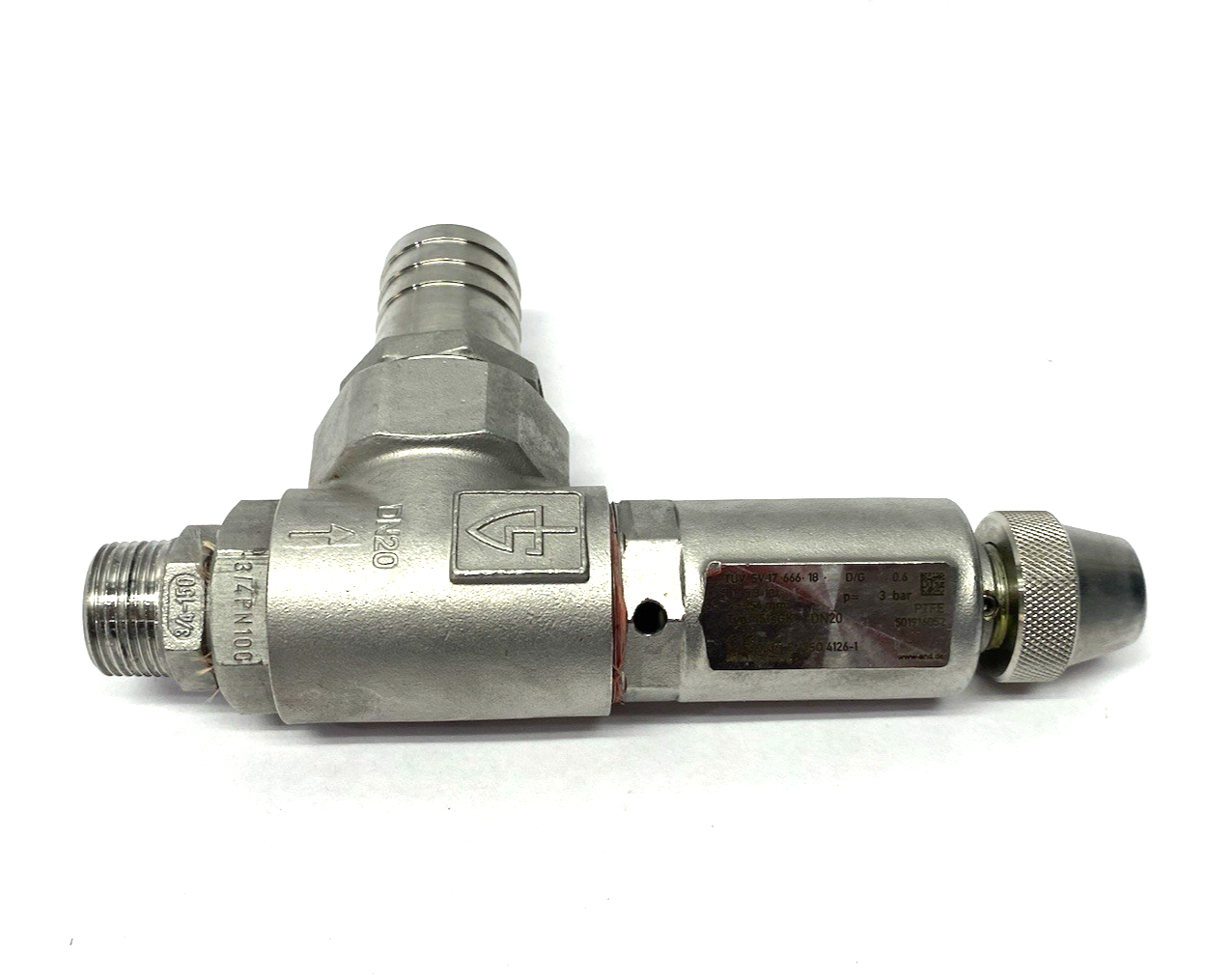 451sGK-20-f/f-20/32-PTFE | Goetze Armaturen Angled Safety Valve, Stainless Steel - Used - Maverick Industrial Sales