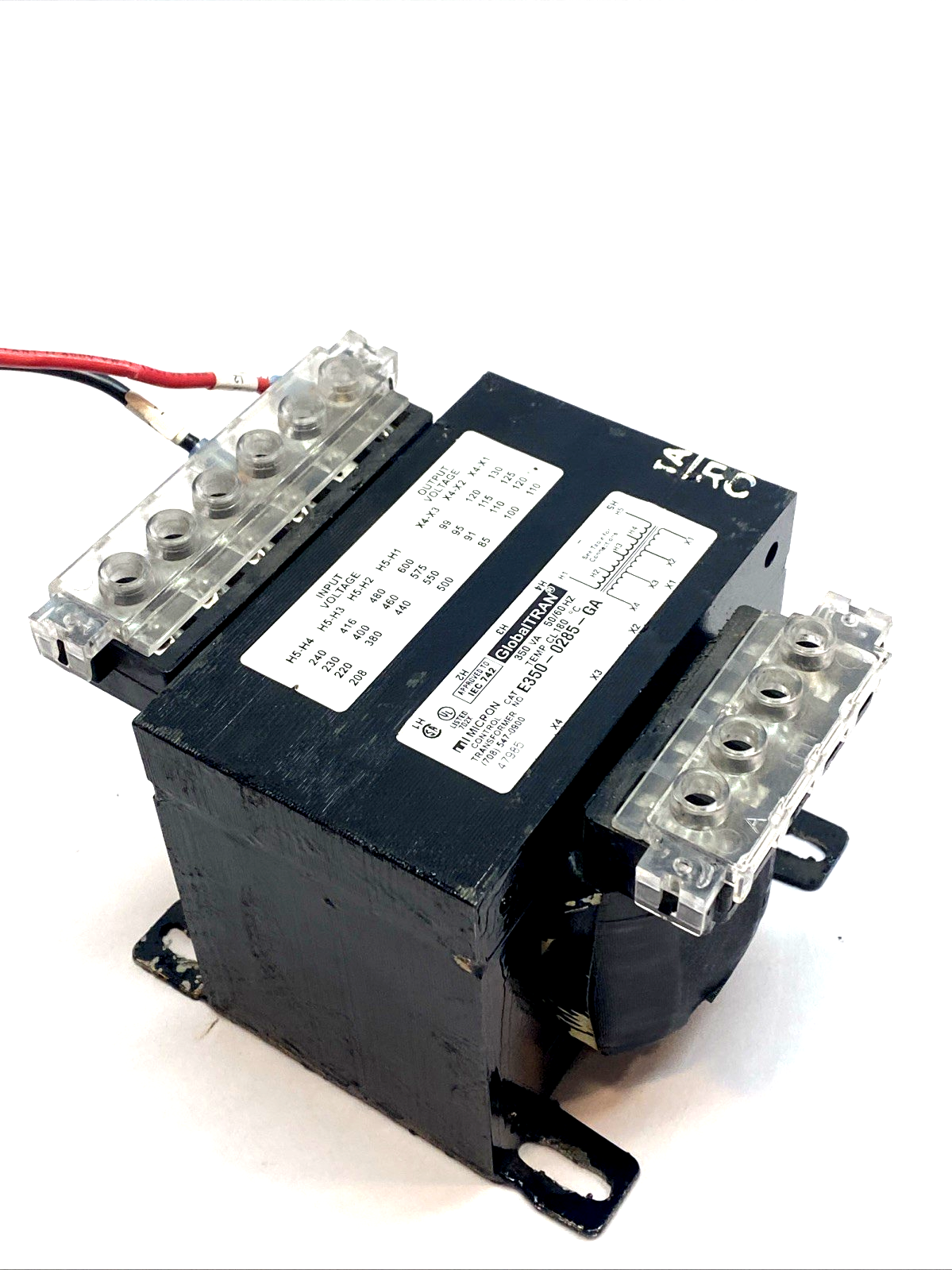 Micron GlobalTRAN E350‑0285‑GA 350VA control transformer 208‑600V 85‑130V - Maverick Industrial Sales
