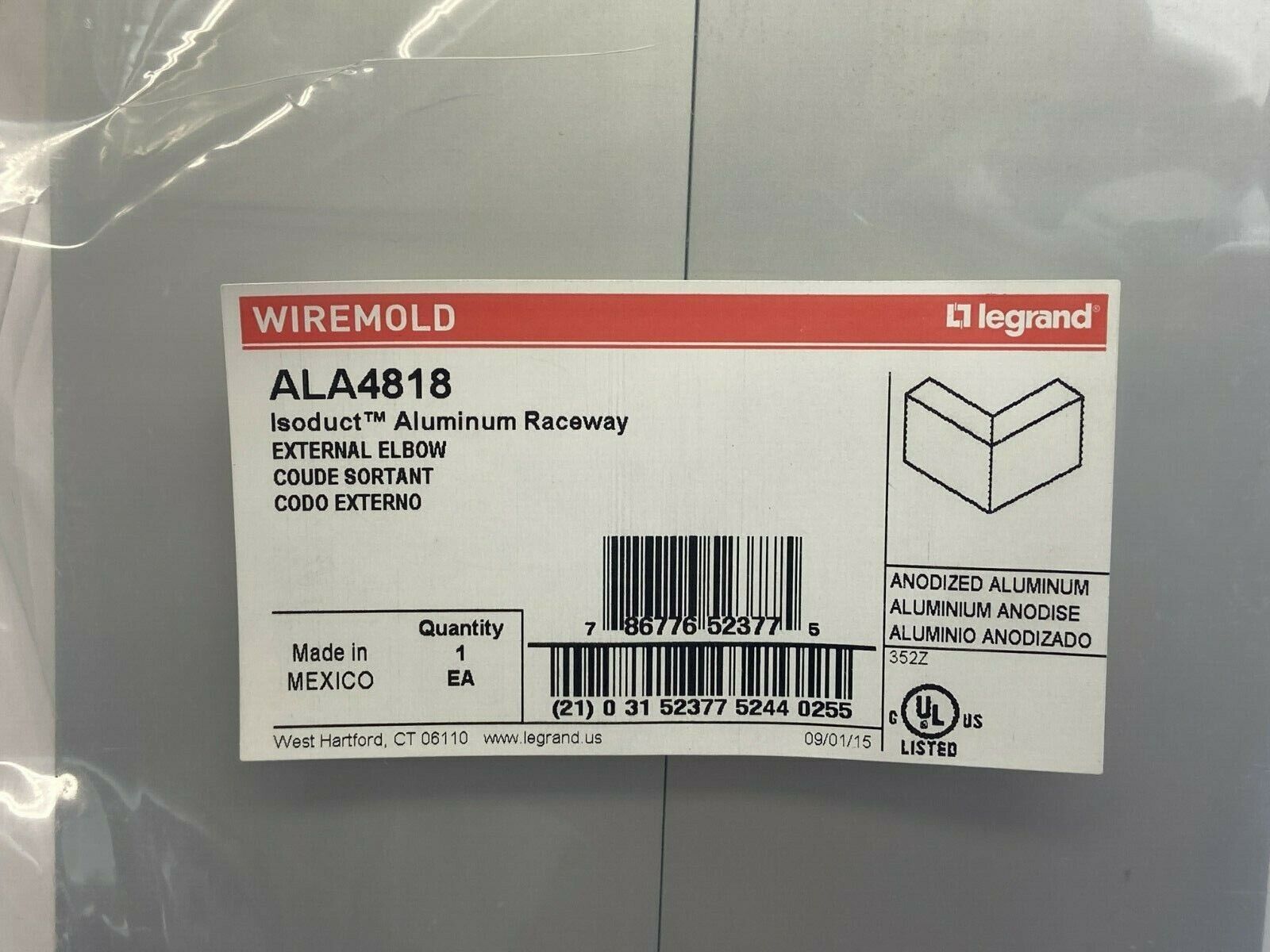 Wiremold ALA4818 Isoduct Aluminum Raceway External Elbow - Maverick Industrial Sales