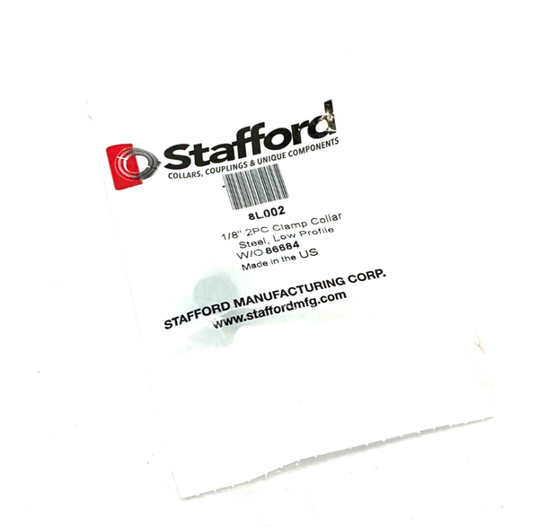 Stafford 8L002 Low Profile 2PC Clamp Collar 1/8" Steel - Maverick Industrial Sales