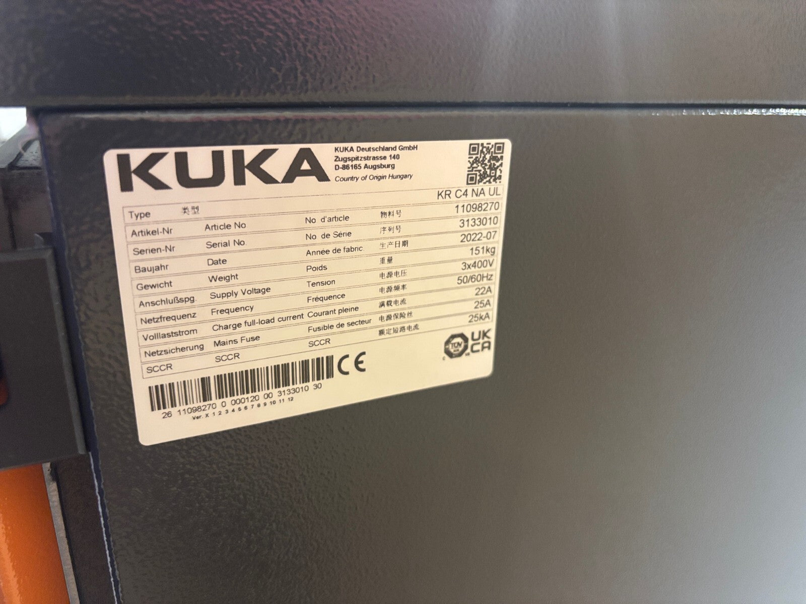 Kuka KR 210 R3100-2 / FLR Robot System w/ KR C4 NA UL Cabinet Controller, 2022 - Maverick Industrial Sales