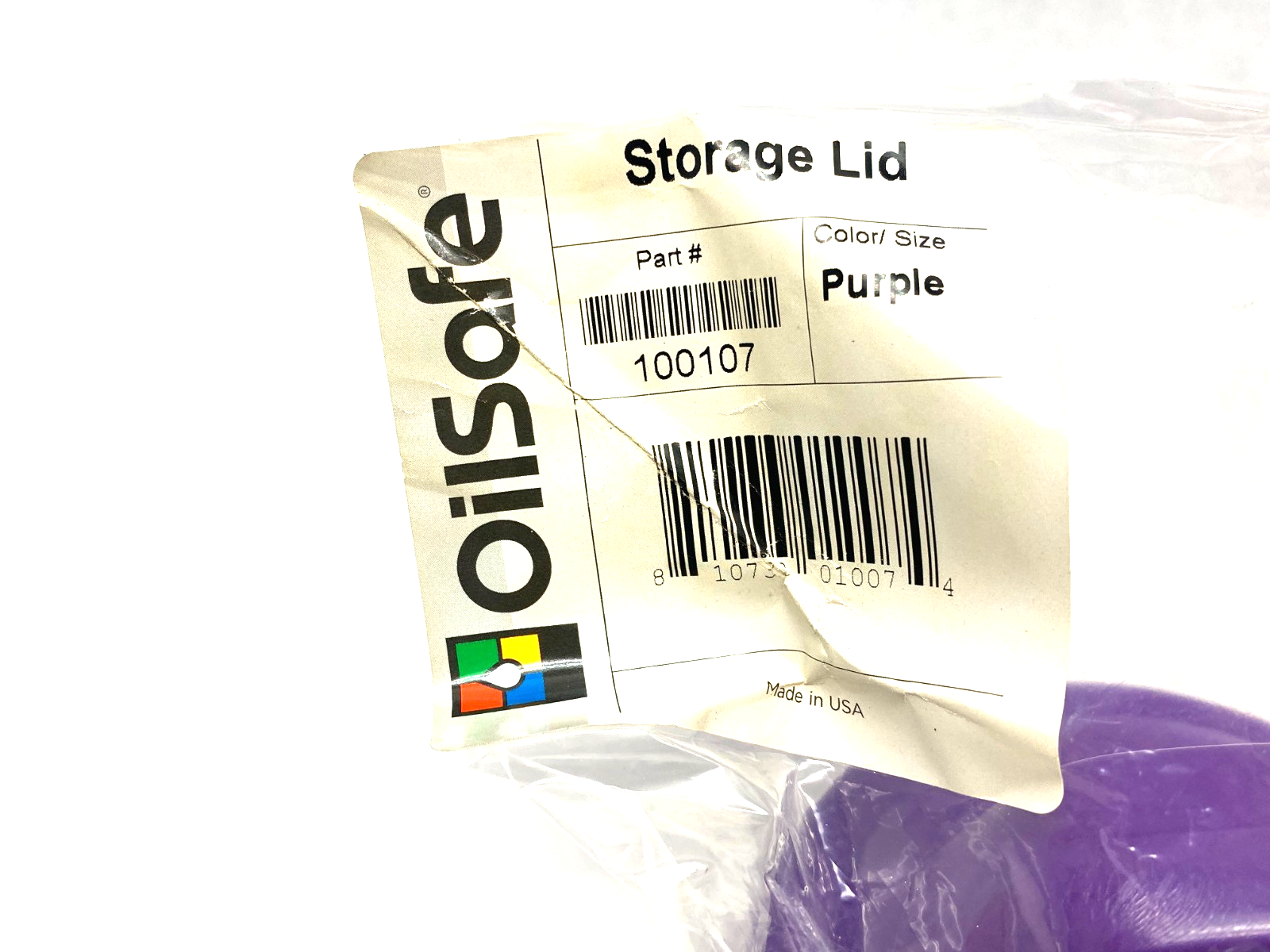 100107 | Oilsafe Spill-Proof Storage Lid, Purple - New - Maverick Industrial Sales