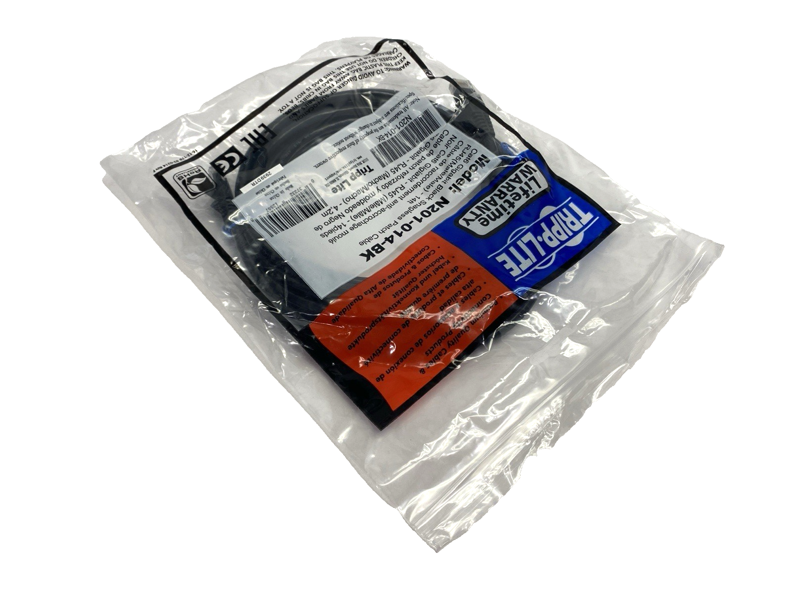 Tripp Lite N201-14-BK Double-Ended Ethernet Cat6 Cordset RJ45 Connectors 14' - Maverick Industrial Sales