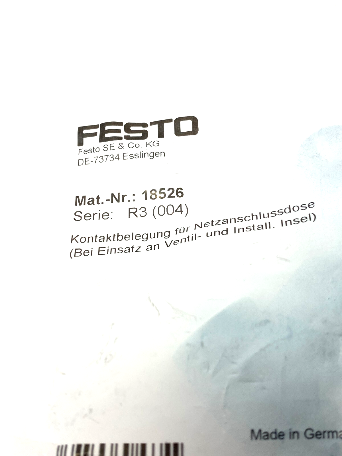 Festo NTSD-GD-13,5 Power Supply Socket Straight 4-Pin 18526 - Maverick Industrial Sales