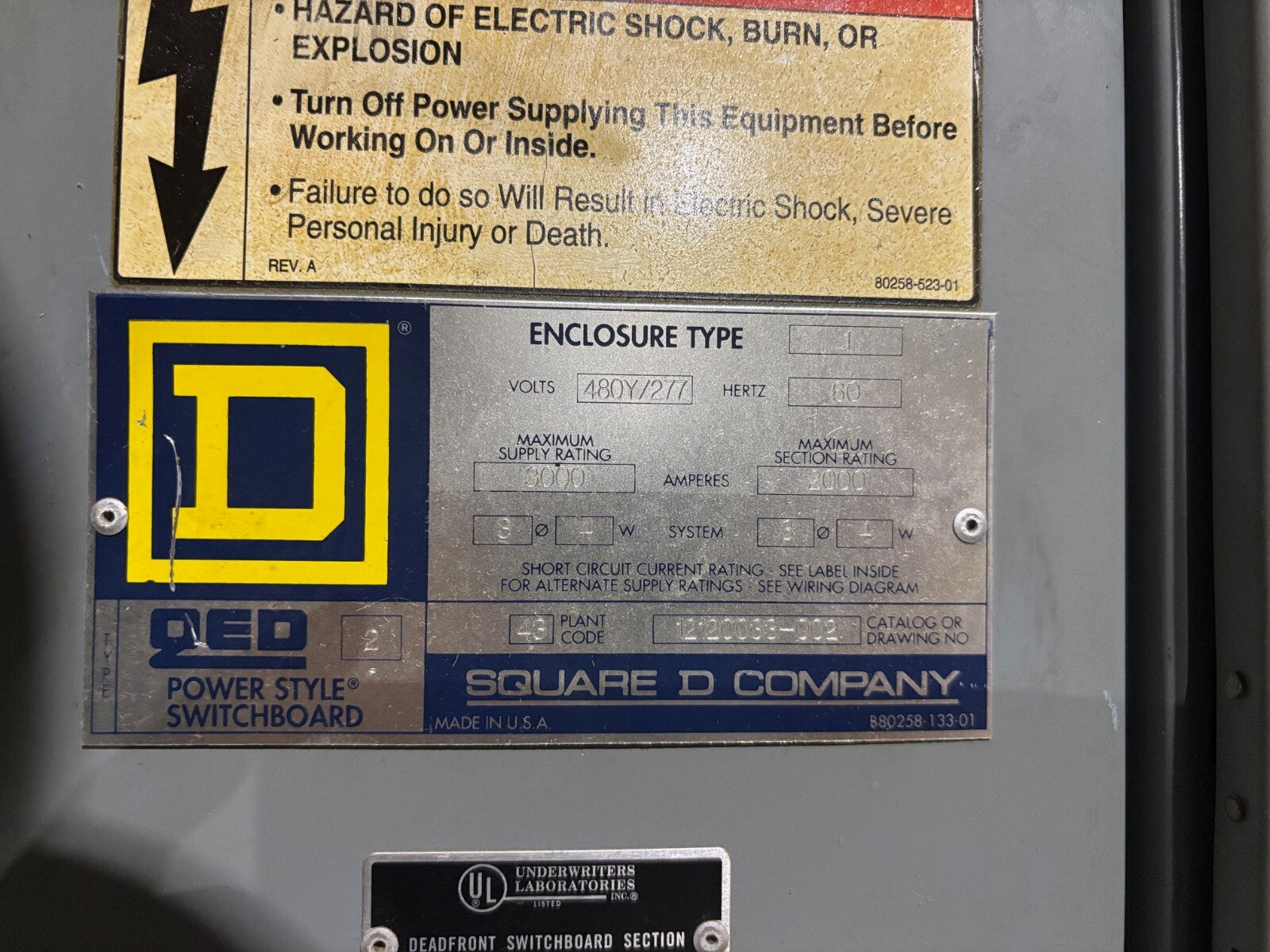 Square D QED 2 Power Style Switchboard, 3000A, QMB367W, (2) QMB365W, QMB366W - Maverick Industrial Sales