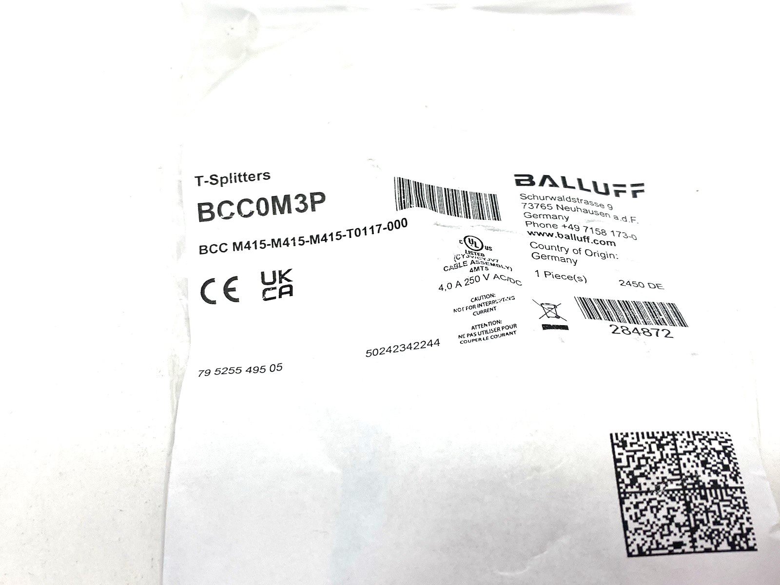 Balluff BCC0M3P Cable Tee A-Coded M12 5-Pin BCC M415-M415-M415-T0117-000 - Maverick Industrial Sales