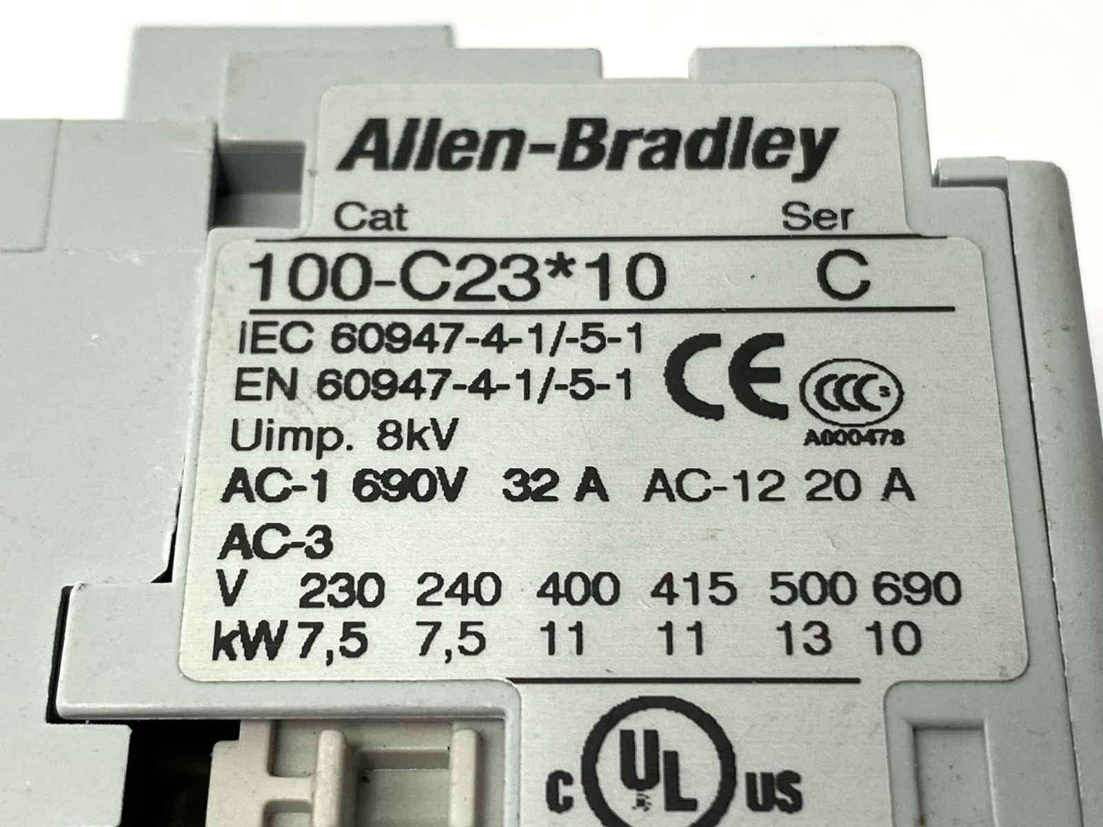 Allen Bradley 100-C23D10 Ser. C IEC Contactor 3-Pole 120VAC 23A w/ 100-S Ser. B - Maverick Industrial Sales