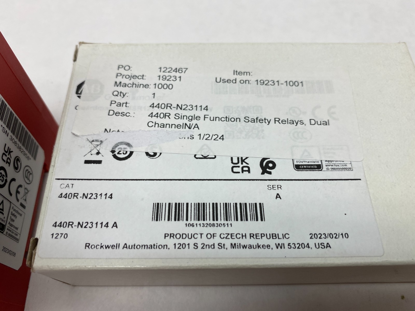 440R-N23114 | Allen Bradley Ser. A Guardmaster Safety Relay MSR126.1T Dual-Channel - New – Open box - Maverick Industrial Sales
