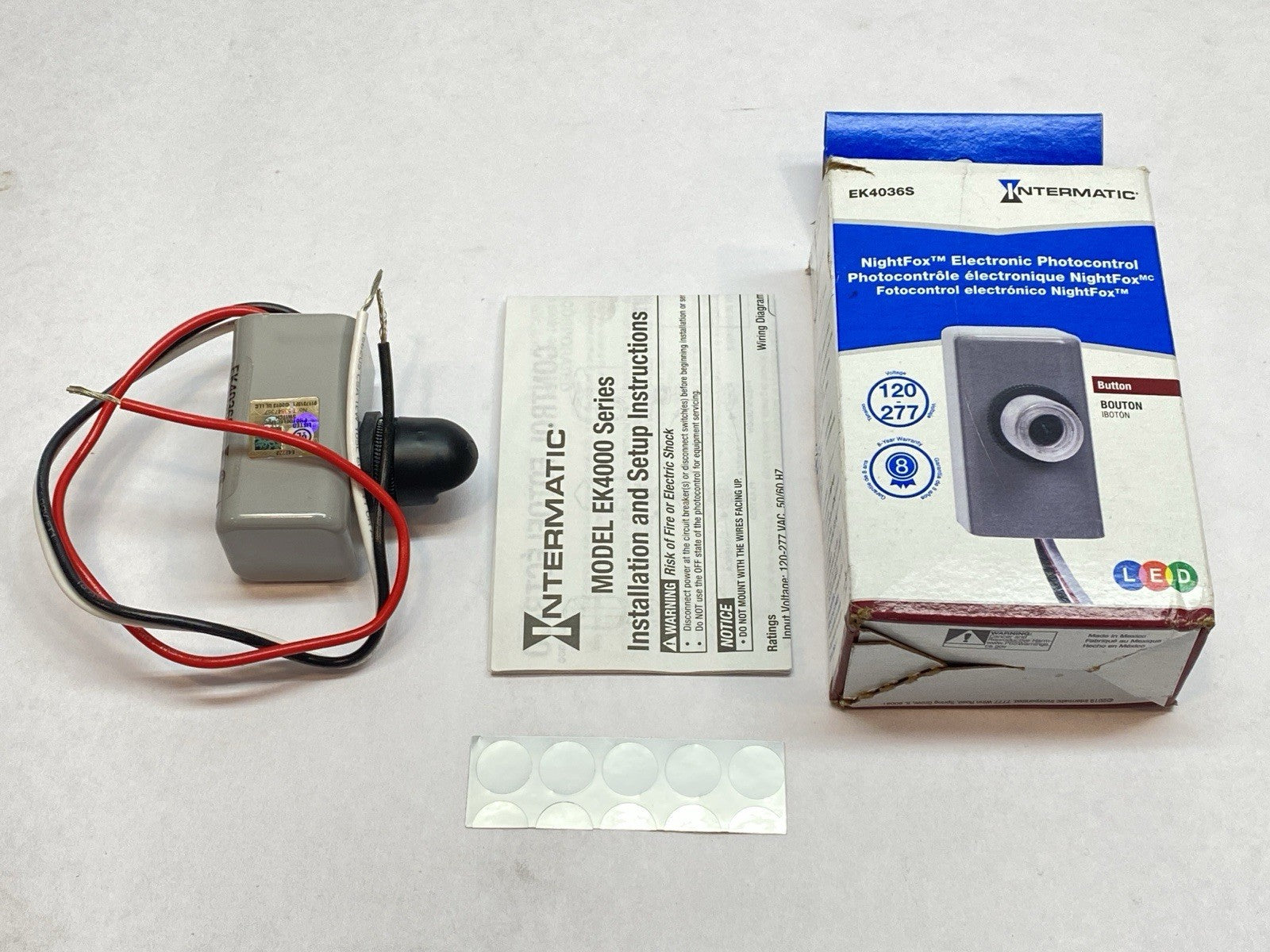 EK4036S | Intermatic NightFox Premium Button Mount Electronic Photocontrol 120V - New – Open box - Maverick Industrial Sales