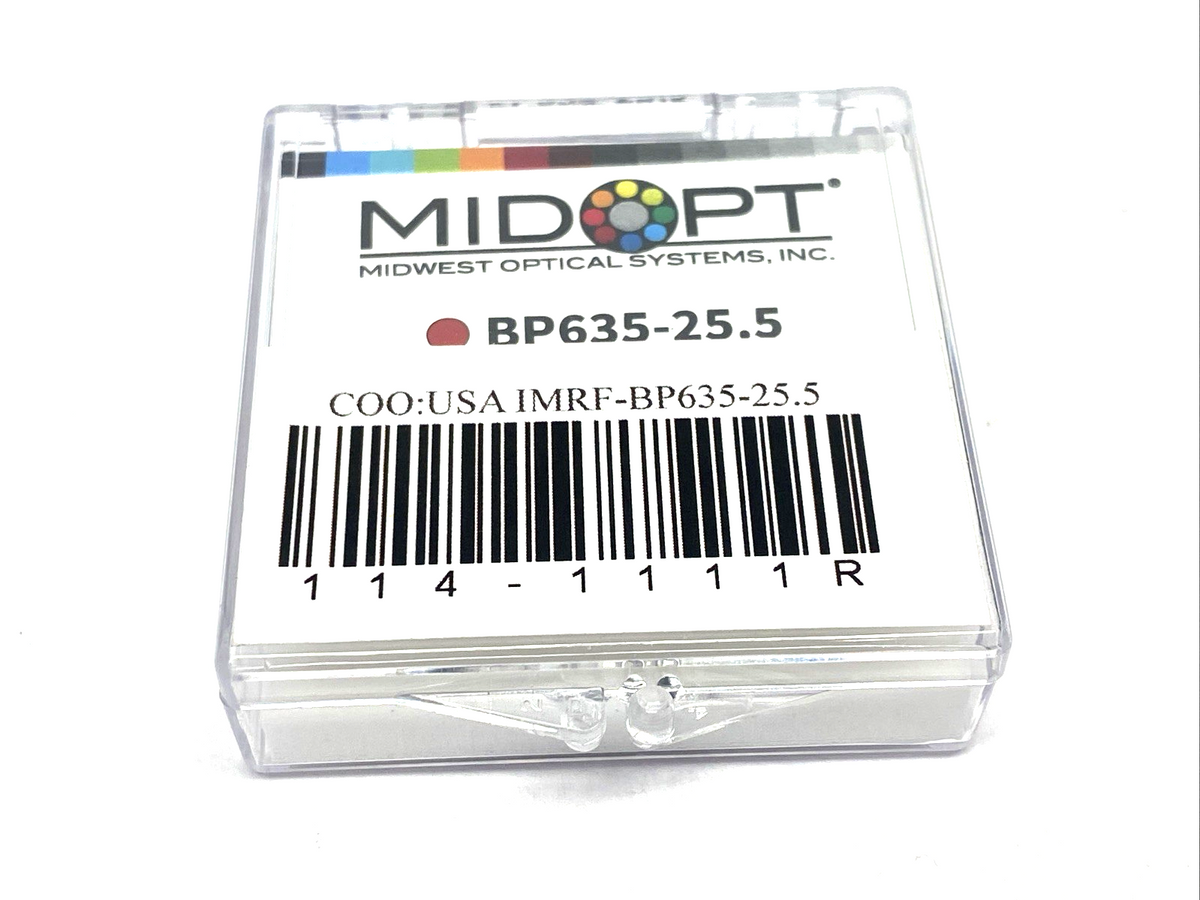 BP635-25.5 | Midwest Optical Light Red Bandpass Filter M25.5x0.5, IMRF- - New – Open box - Maverick Industrial Sales