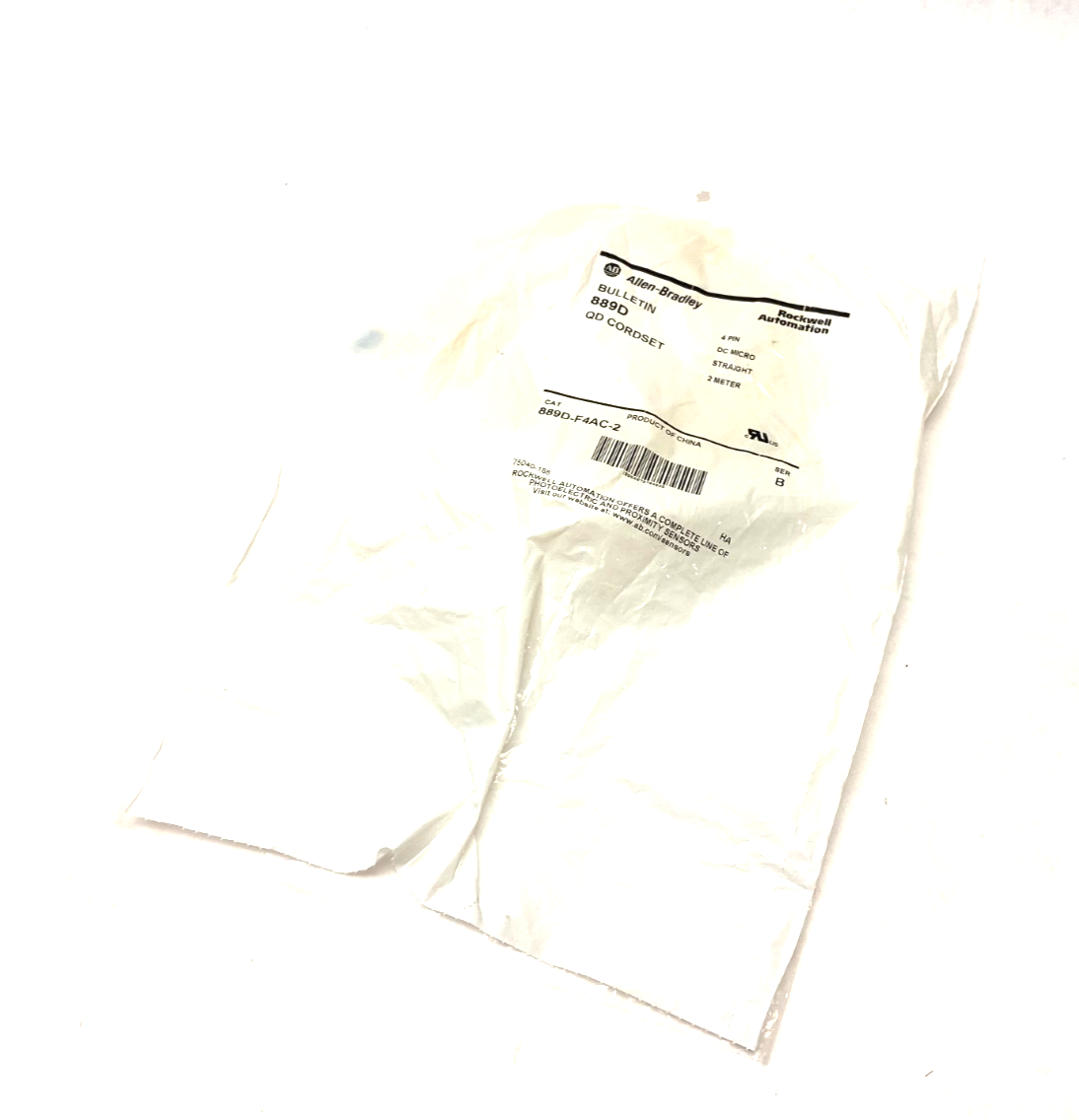 Allen Bradley 889D-F4AC-2 Ser. B DC Micro Straight Cordset 2m Length 4-Pin - Maverick Industrial Sales