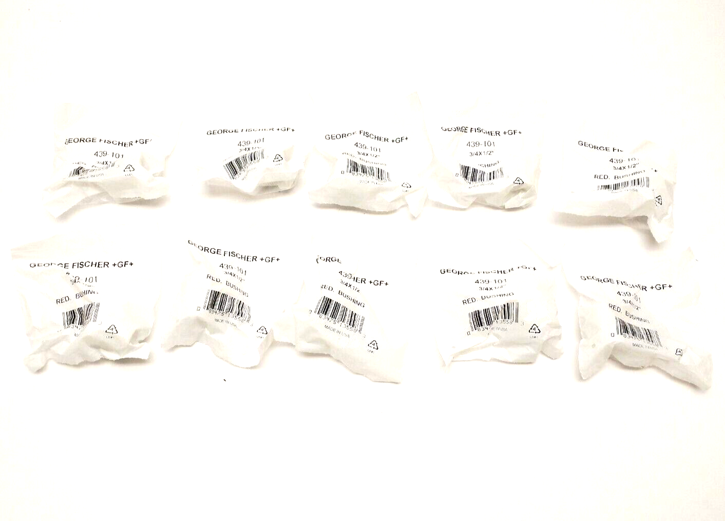 George Fischer 439-101 3/4" x 1/2" PVC Reducer Bushing Schedule 40 LOT OF 10 - Maverick Industrial Sales