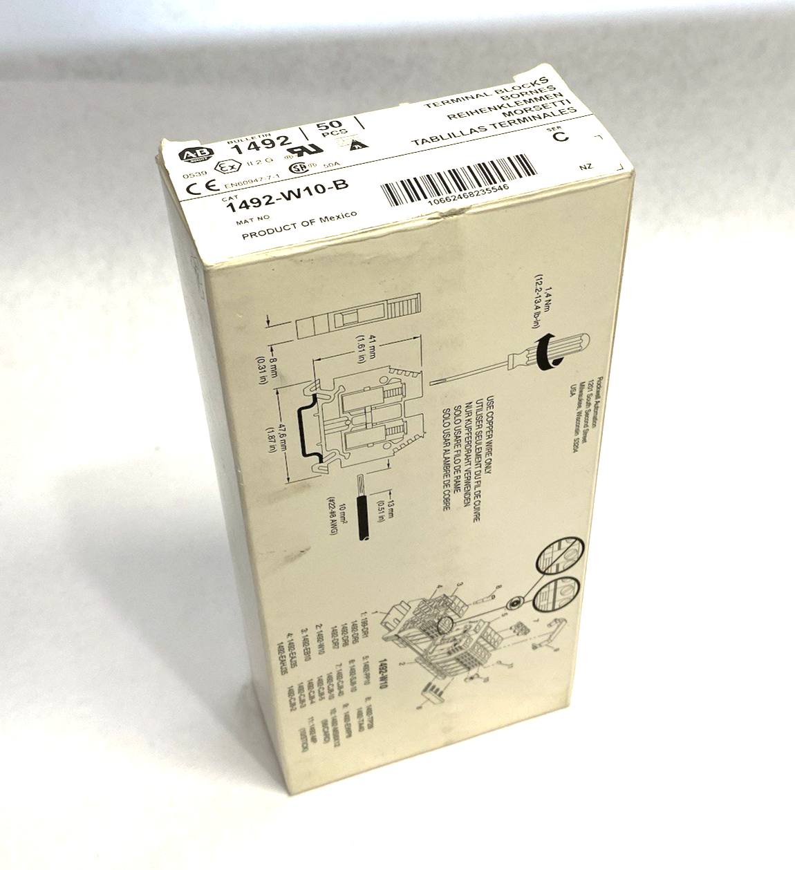 1492-W10-B | Allen Bradley Ser. C Terminal Block, Blue BOX OF 50 - New – Open box - Maverick Industrial Sales