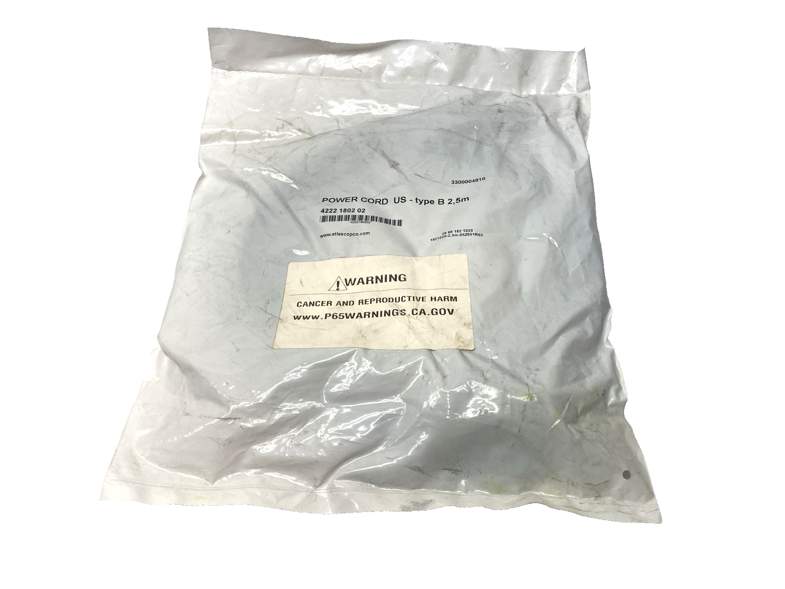 4222 1802 02 | Atlas Copco Power Cable Type B 2.5m - New - Maverick Industrial Sales