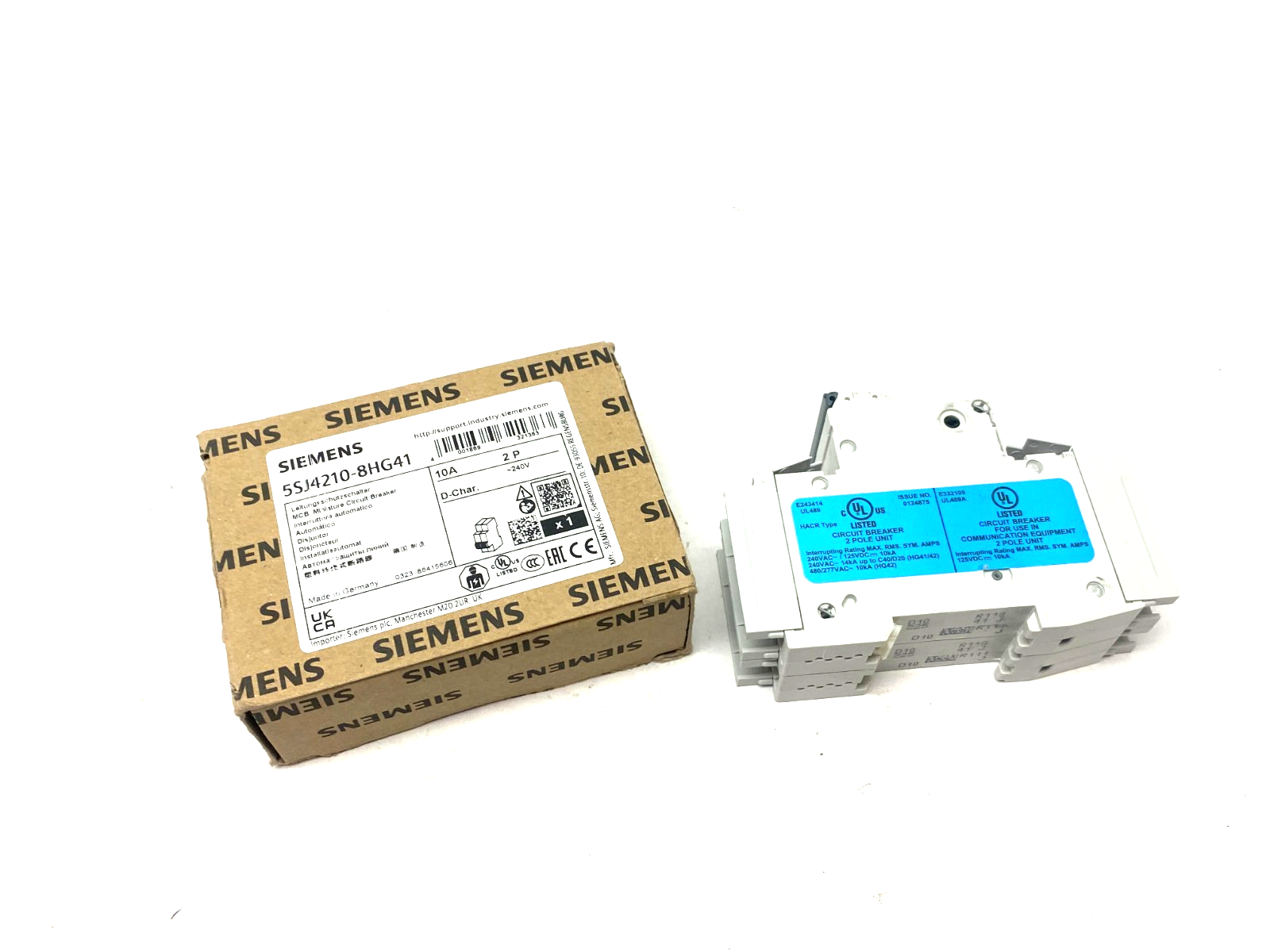 Siemens 5SJ4210-8HG41 Miniature Circuit Breaker 2-Pole 10A D-Char. - Maverick Industrial Sales