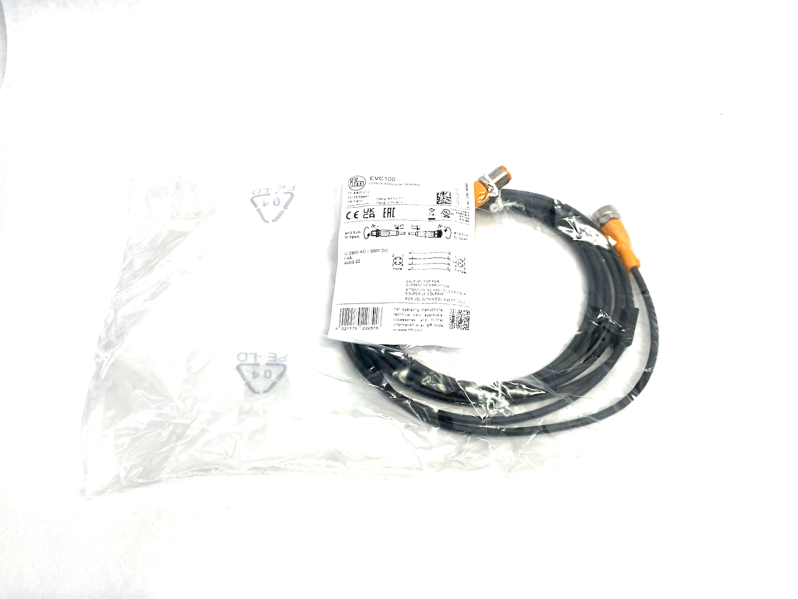 EVC100 | Ifm A-Coded Dbl-Ended Connection Cable VDOGH040MSS0003H04STGH040MSS - New - Maverick Industrial Sales
