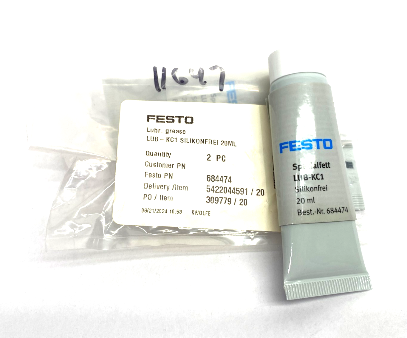 Festo LUB-KC1 Lubricant Grease 20ml Tube 684474 LOT OF 3 - Maverick Industrial Sales