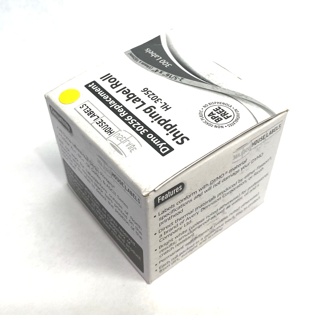 House Labels Dymo 30256 Replacement Label Roll Yellow 2-5/16" 300-LABELS - Maverick Industrial Sales