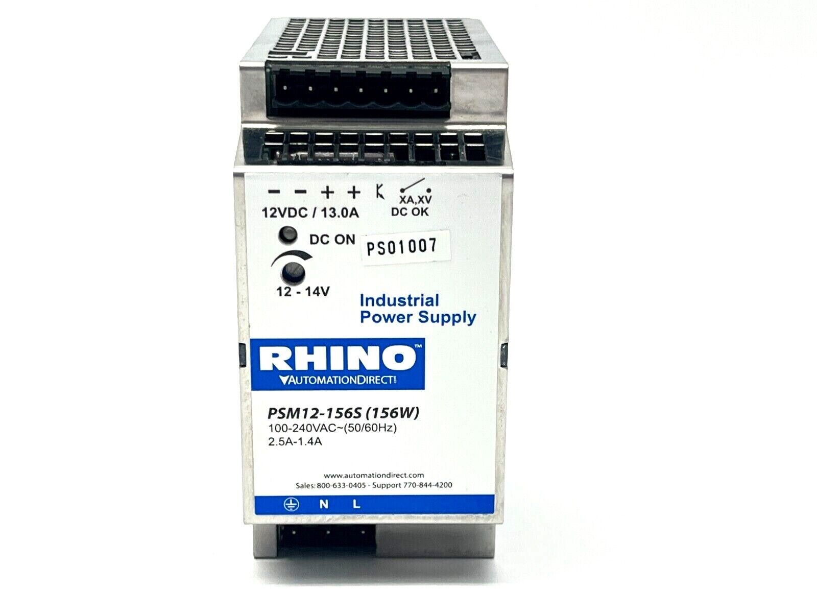 Rhino PSM12-156S Industrial Power Supply 2.5-1.4A 100-240VAC 156W - Maverick Industrial Sales