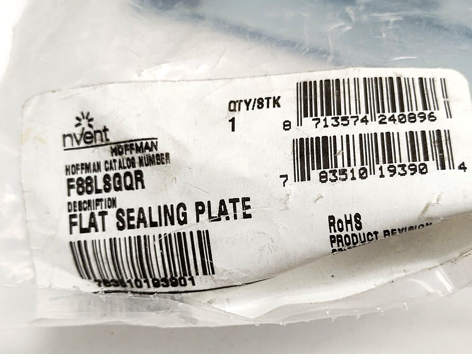 Hoffman F88LSGQR Quick-Release Flat Wireway Sealing Plate 8" x 8" Gray - Maverick Industrial Sales