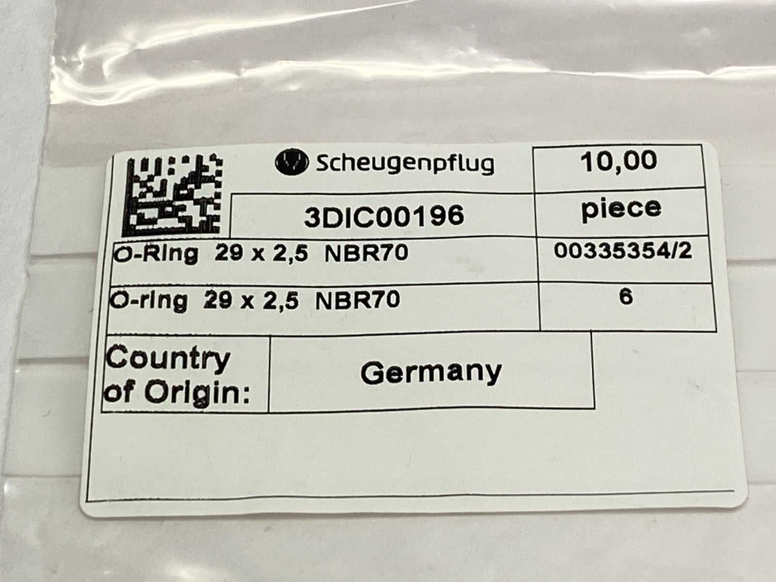 Scheugenpflug 3DIC00196 O-Ring 29 x 2,5 NBR70 LOT OF 10 - Maverick Industrial Sales