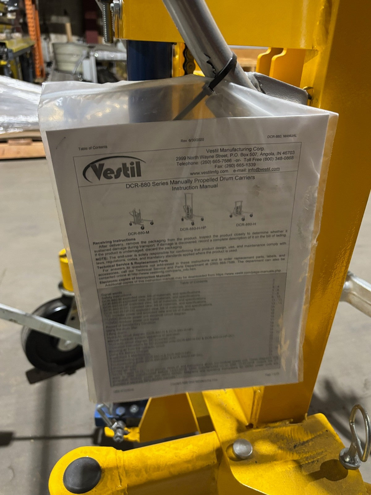Vestil DCR-880-H-HP Foot Pump Drum Dolly Barrel Mover, 880 lbs. capacity, 2024 - Maverick Industrial Sales