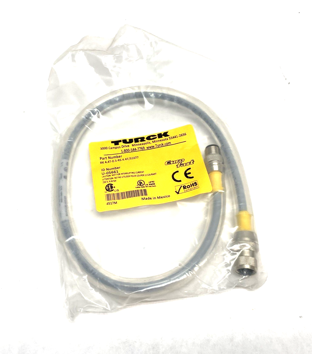 RK 4.4T-0.5-RS 4.4T/S1077 | Turck Eurofast Double Ended Cable M12 Straight U-05661 - New - Maverick Industrial Sales