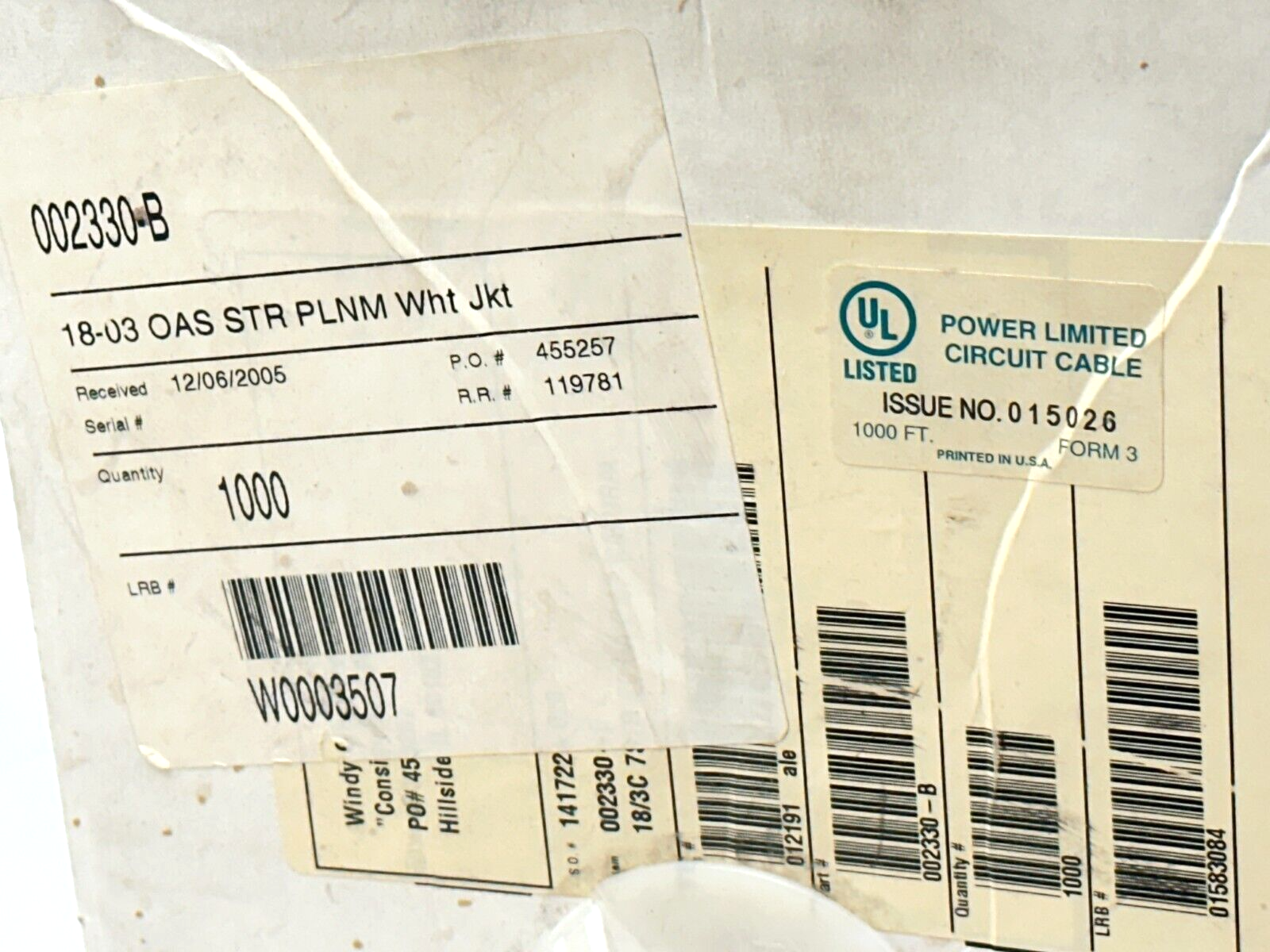 Smartwire 002330-B 18 AWG 3 Conductor Shielded Plenum White Jacket 644ft - Maverick Industrial Sales