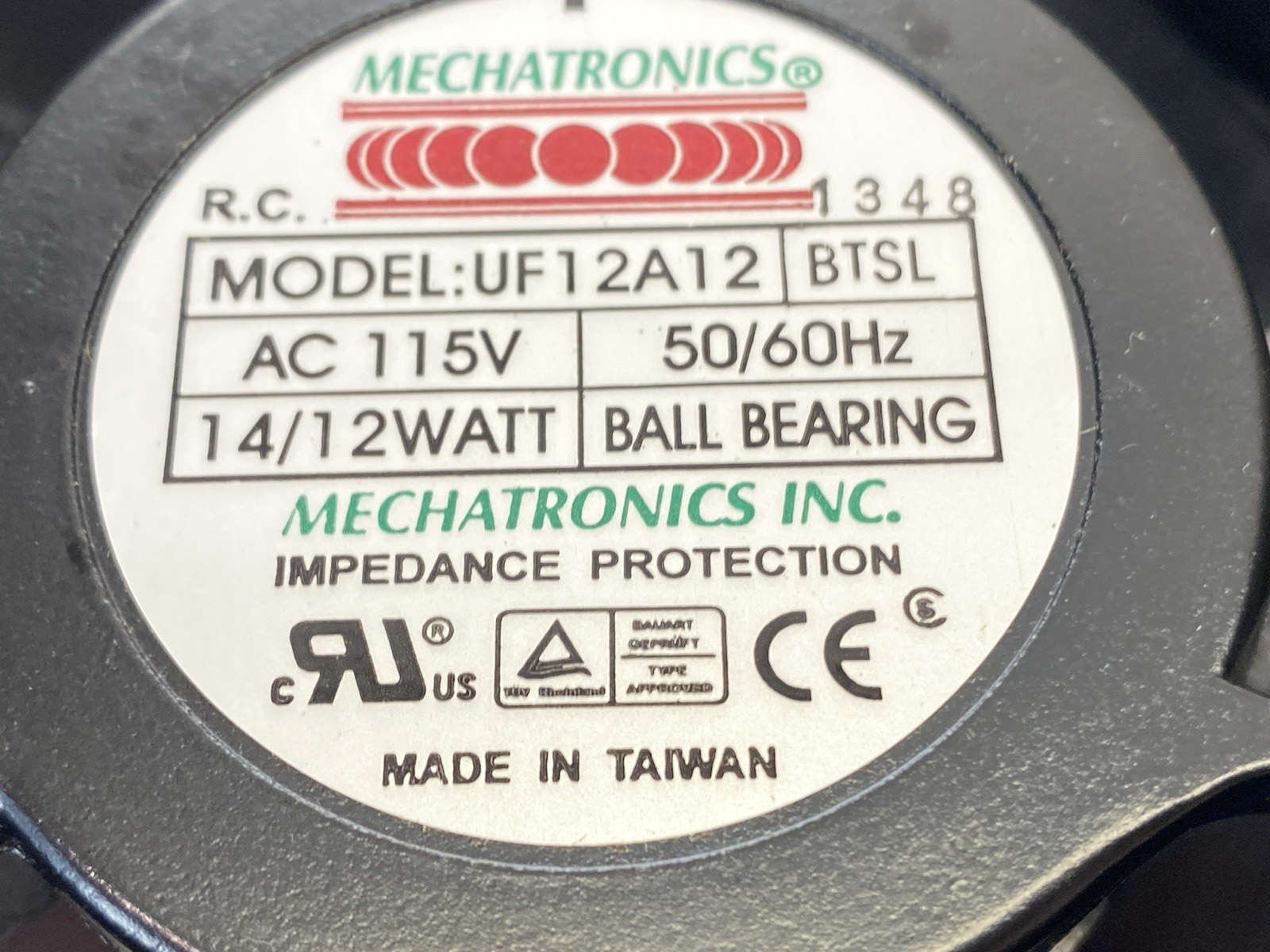 Mechatronics UF12A12 BTSL Aluminum Frame Ball Bearing Cooling Fan 115VAC 14/12W - Maverick Industrial Sales