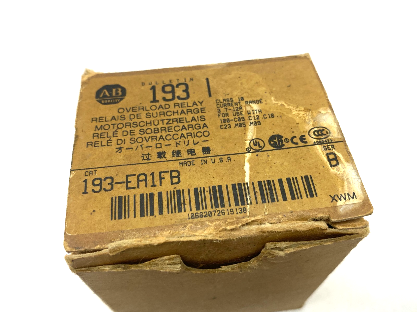 193-EA1FB | Allen Bradley Ser. B Overload Relay 3.7-12A, Solid-State, Class 10 - New – Open box - Maverick Industrial Sales
