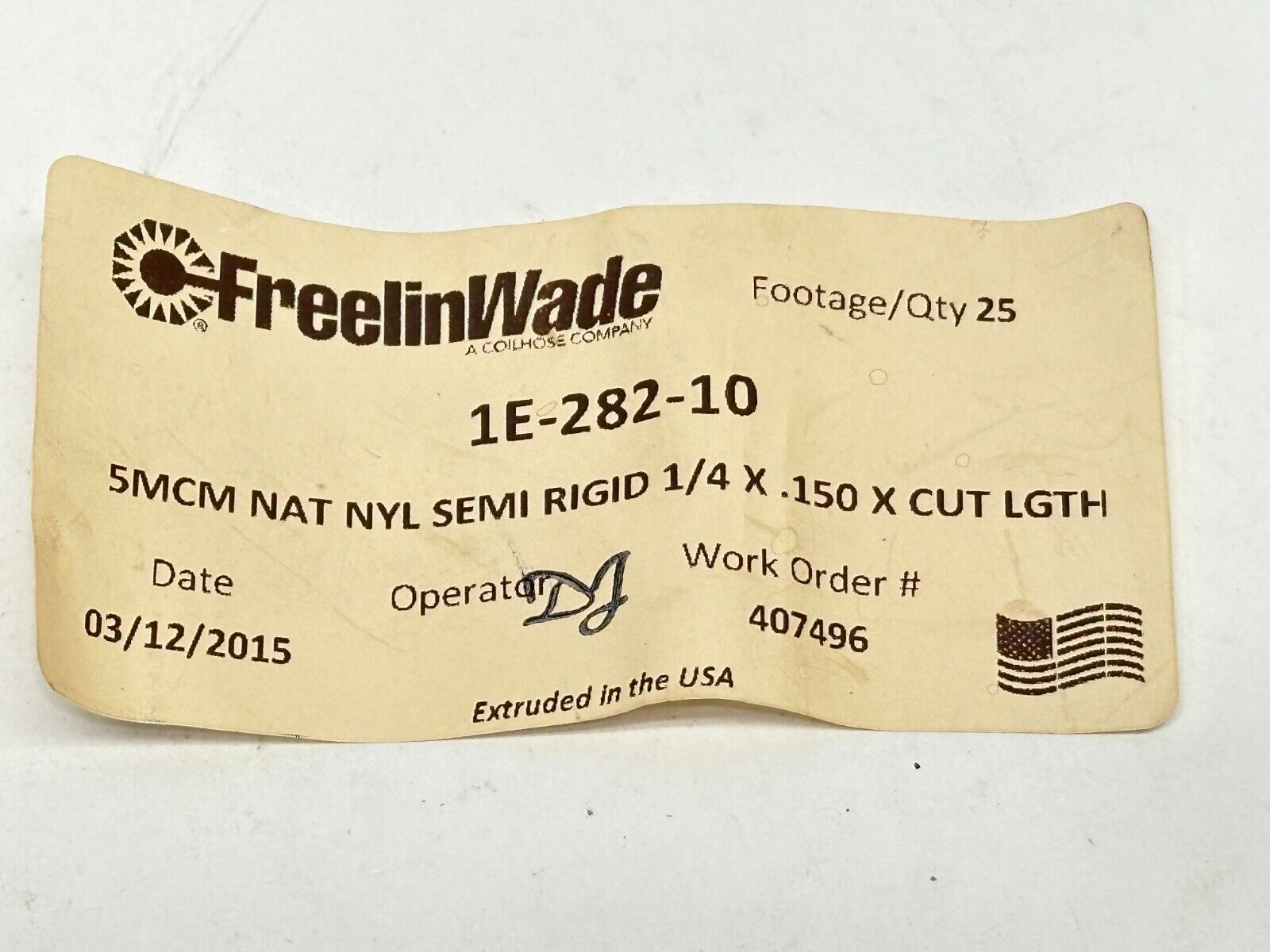 FreelinWade 1E-282-10 Nylon 11 High Pressure Tubing Natural 10 1/4" OD 17ft - Maverick Industrial Sales