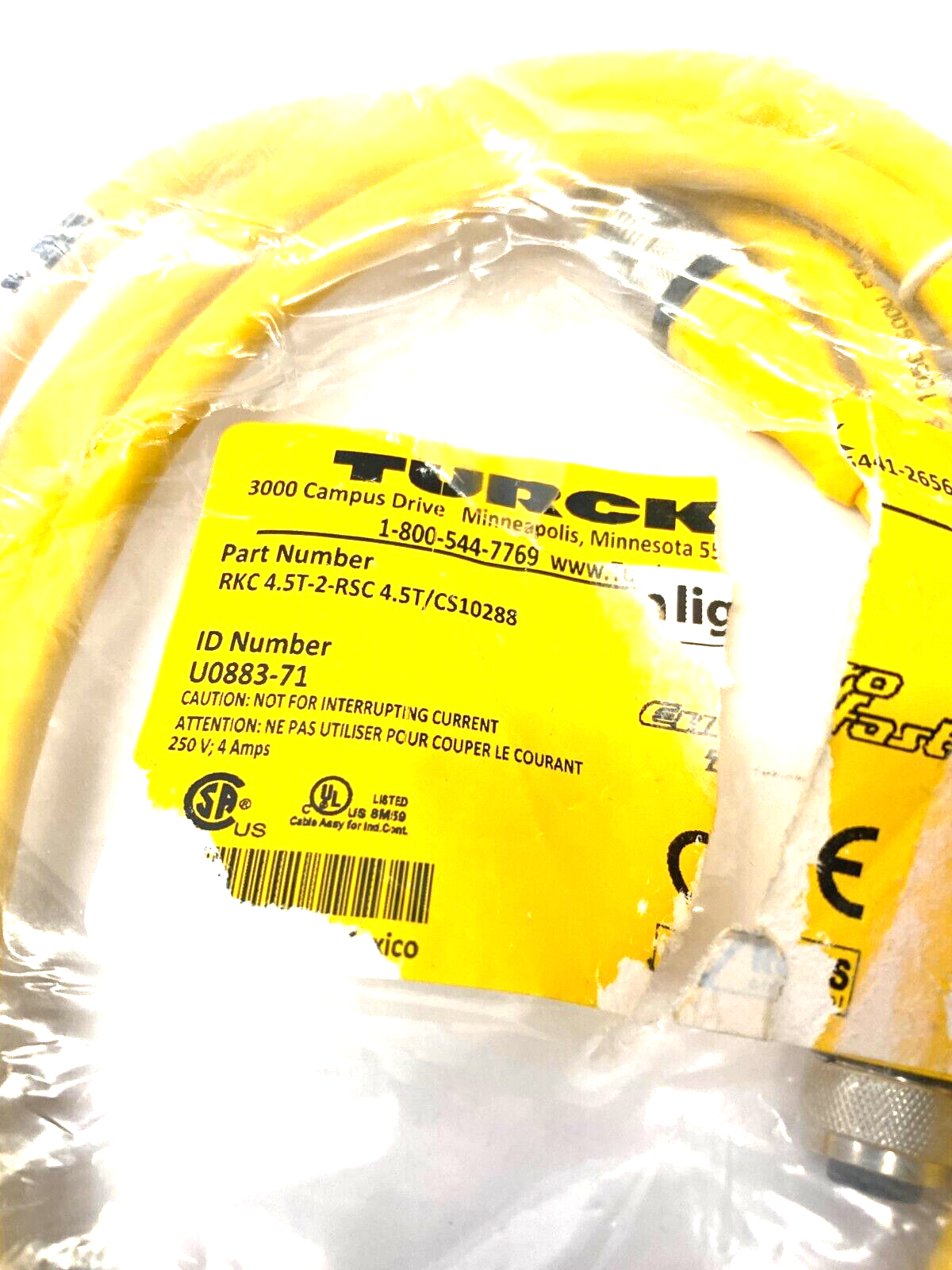 Turck RKC 4.5T-2-RSC 4.5T/CS10288 Eurofast Double Ended M12 Cordset U0883-71 - Maverick Industrial Sales