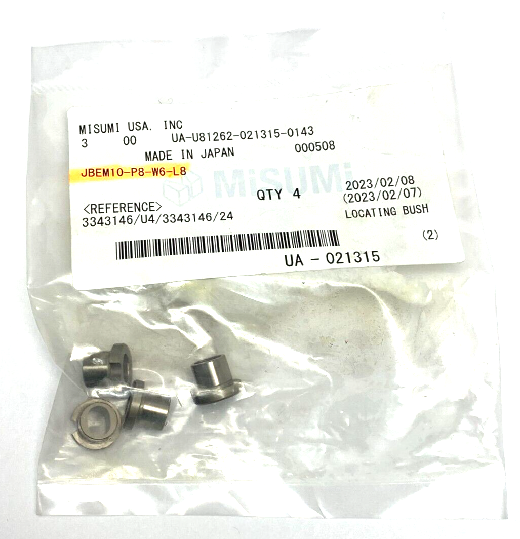 Misumi JBEM10-P8-W6-L8 Bushings For Locating Pins PKG OF 4 - Maverick Industrial Sales