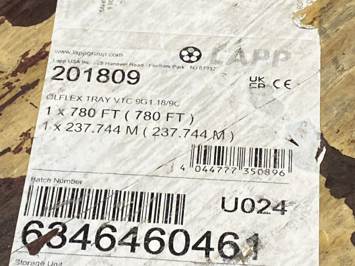 Lapp 201809 Olflex Tray VTC Multi-Conductor Cable 9c 18AWG 175FT Spool - Maverick Industrial Sales