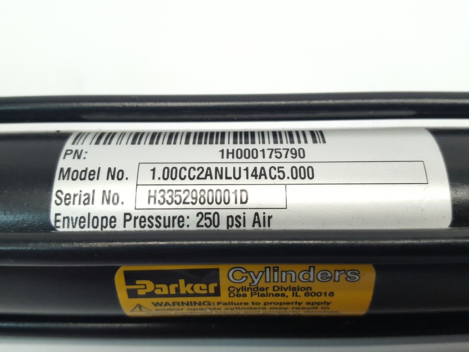 Parker 1H000175790 1.00CC2ANLU14AC5.000 Heavy Duty Hyd. Cylinder 250 PSI - Maverick Industrial Sales