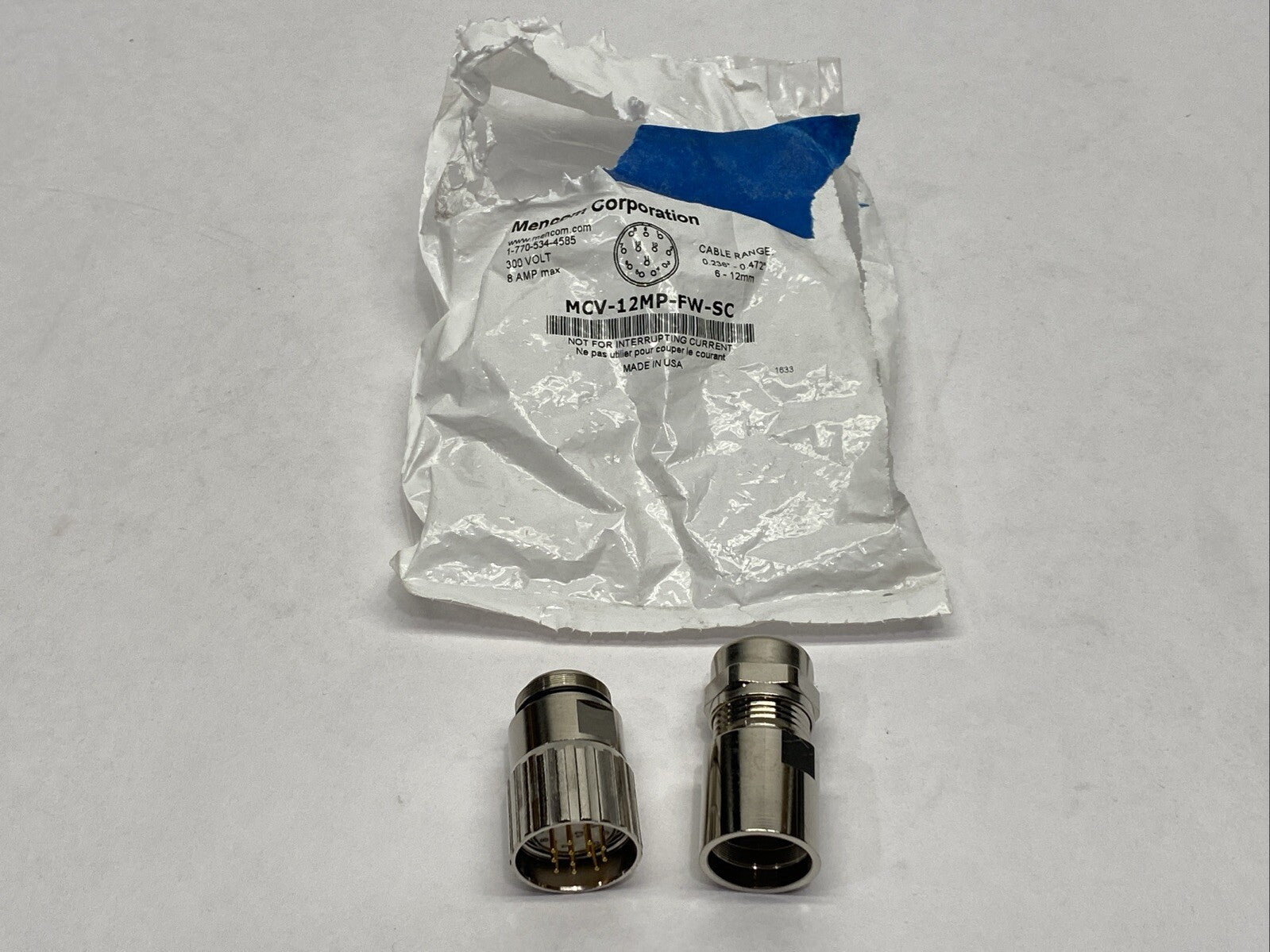 Mencom MCV-12MP-FW-SC Field Wireable Connector M23 12-Pole Male 8A 300V - Maverick Industrial Sales
