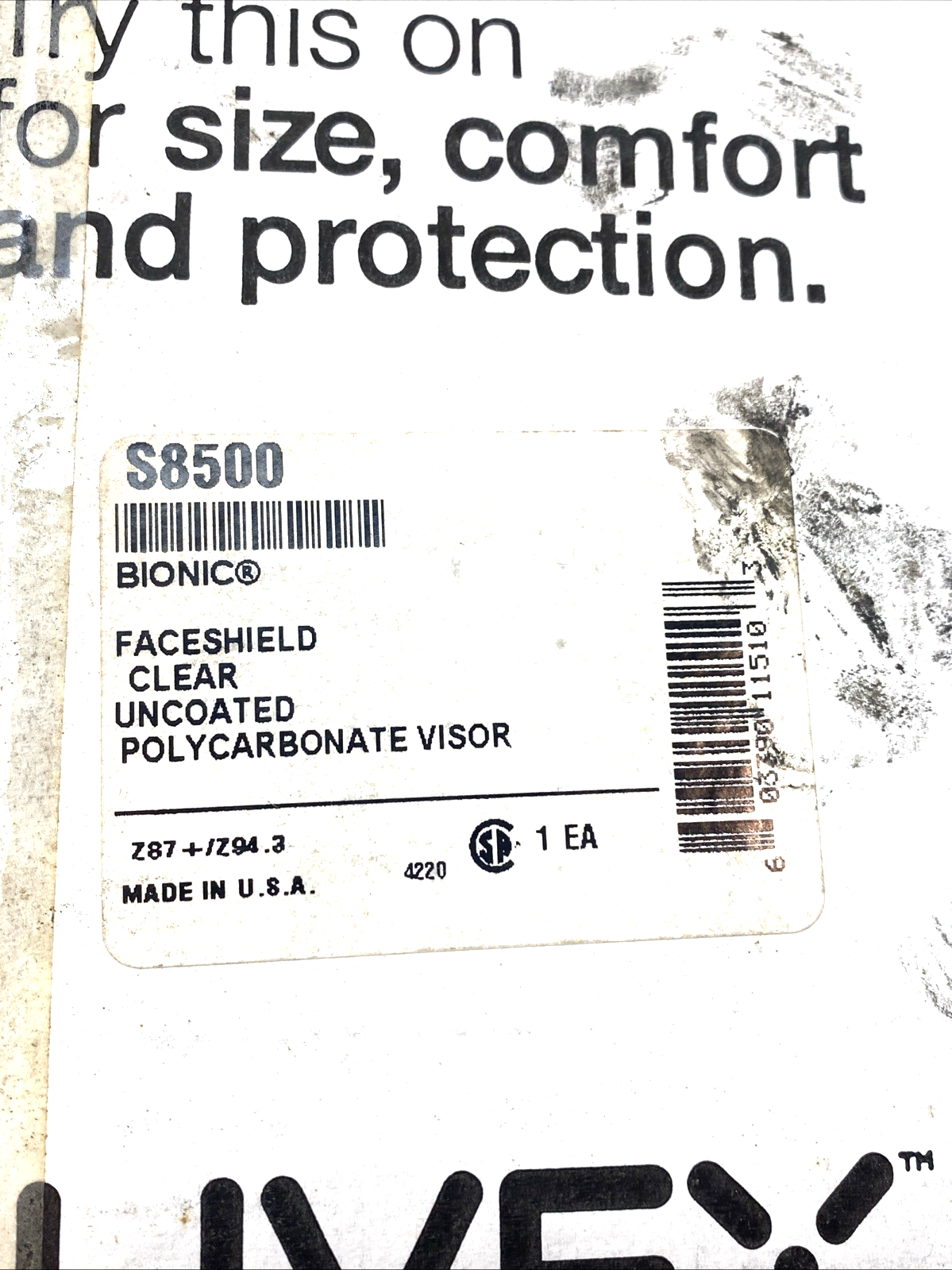 Honeywell UVEX S8500 Clear Faceshield Bionic Adjustable Headgear - Maverick Industrial Sales
