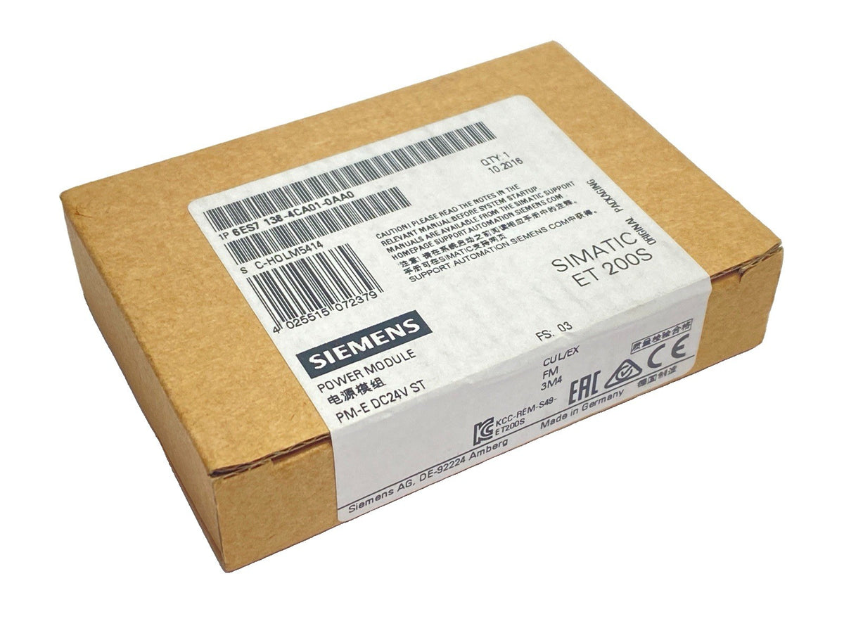 6ES7138-4CA01-0AA0 | Siemens 6ES7 138-4CA01-0AA0 SIMATIC DP ET 200S Power Module PM-E 24VDC - New - Maverick Industrial Sales