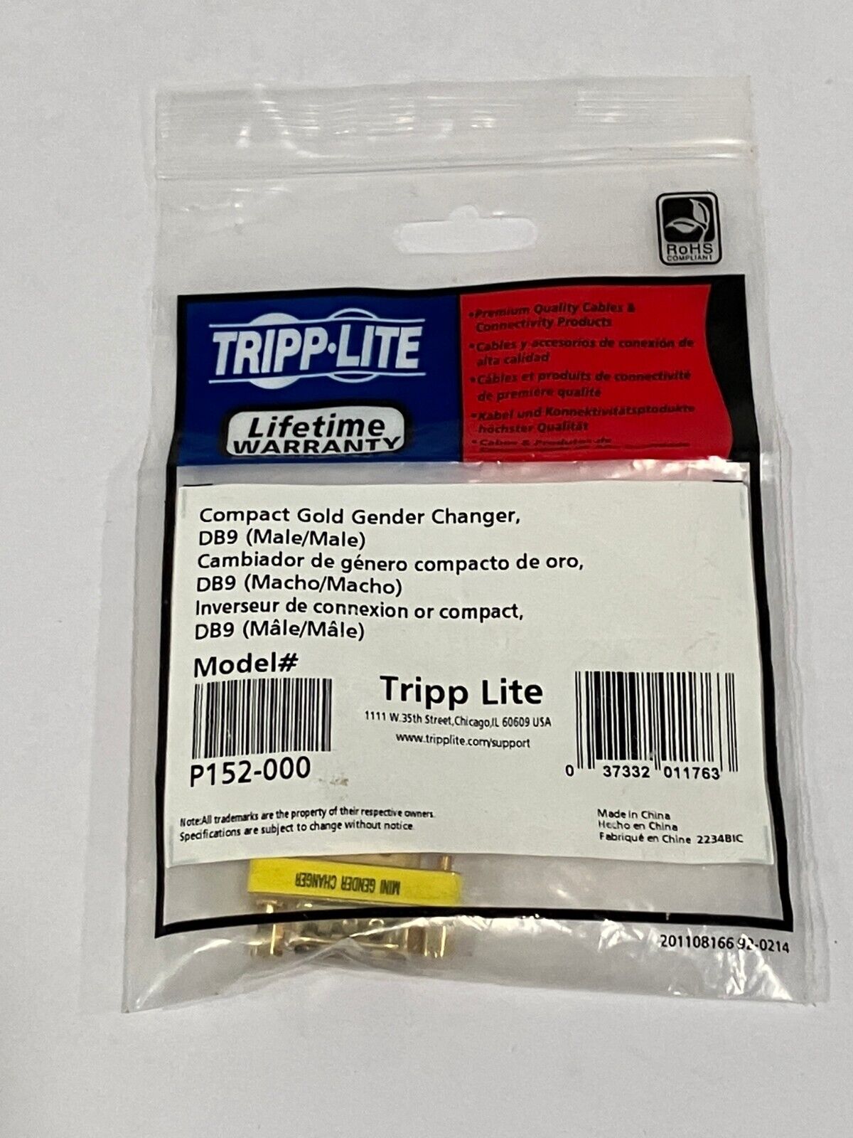 Tripp Lite P152-000 Compact Gold Gender Changer DB9 - Maverick Industrial Sales