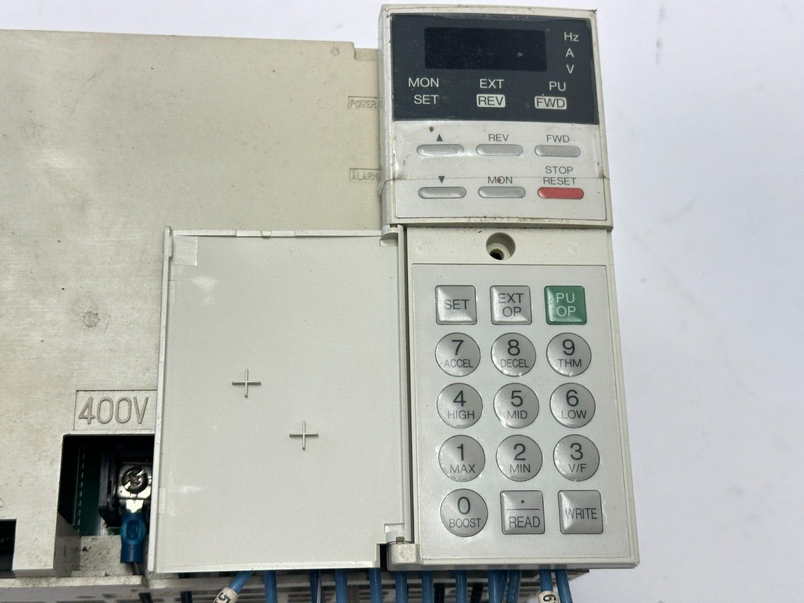 Mitsubishi FR-A044-1.5K-CD AC Drive 4A 2HP NO COVER w/ FR-PU03E Parameter Unit - Maverick Industrial Sales