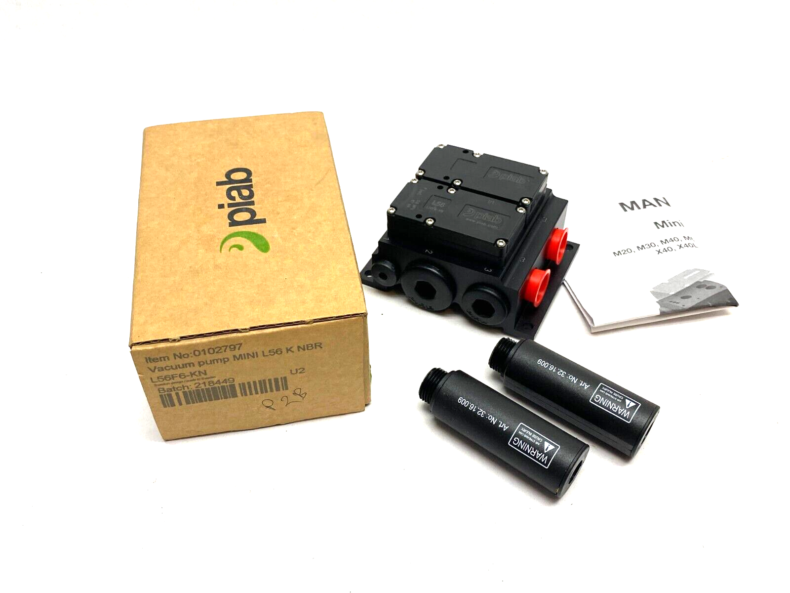 L56F6-KN, 0102797 | Piab 0102797 Vacuum Pump MINI L56, Conn. K, NBR Seals, L56F6-KN - New – Open box - Maverick Industrial Sales