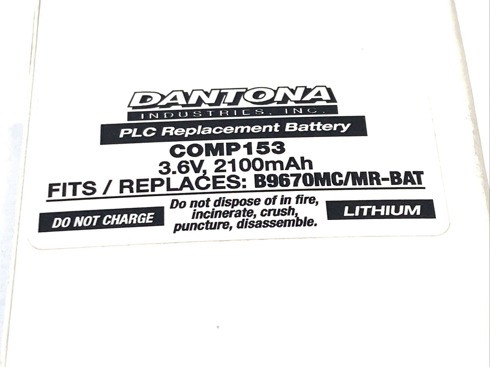 COMP-153 | Dantona COMP153 Replacement PLC Battery 3.6V 2100mAh , B9670MC - New - Maverick Industrial Sales