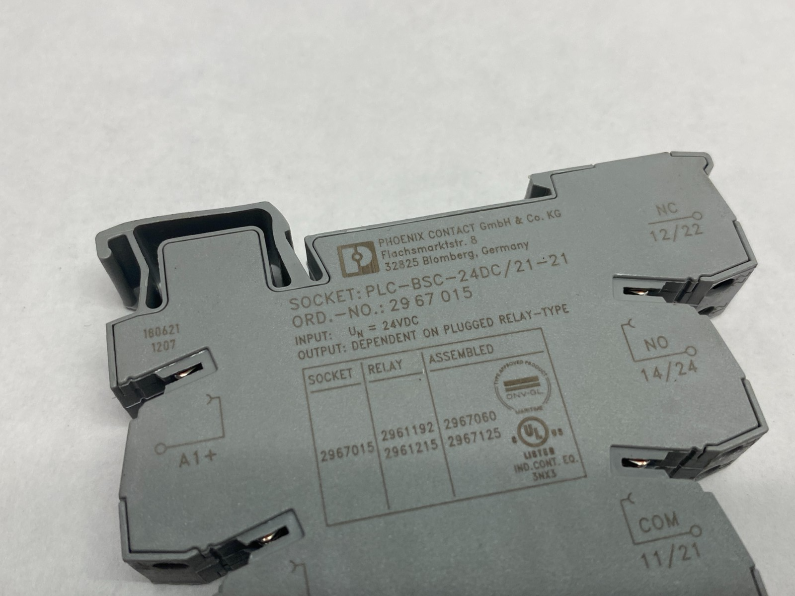Phoenix Contact PLC-BSC-24DC/21-21 Relay Socket Base 2967015 w/ 2961192 Relay - Maverick Industrial Sales