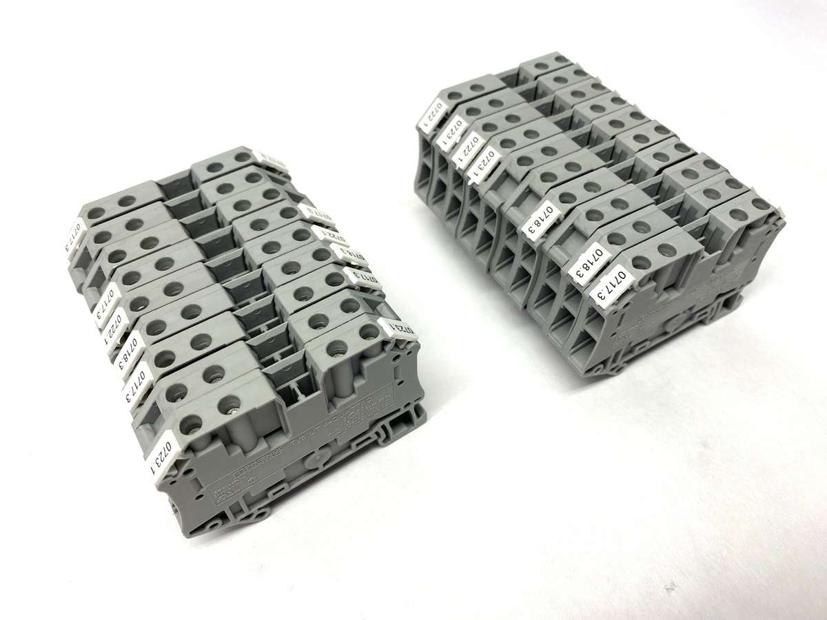 Phoenix Contact UT 4-QUATTRO Terminal Blocks 3044571 w/ End Covers LOT OF 19 - Maverick Industrial Sales