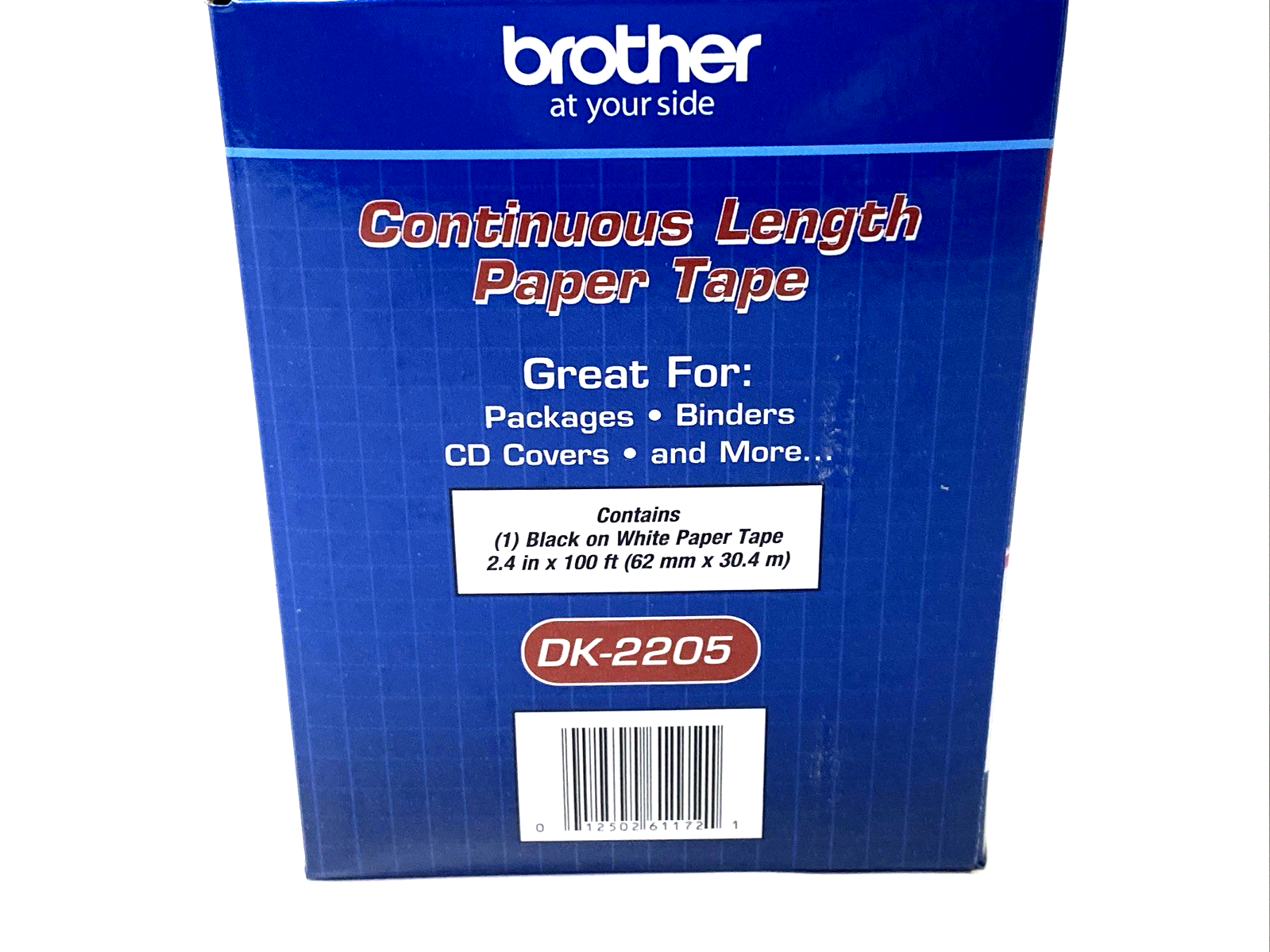Brother DK2205 2.4in x 100ft Black on White Continuous Length Paper Tape DK-2205 - Maverick Industrial Sales