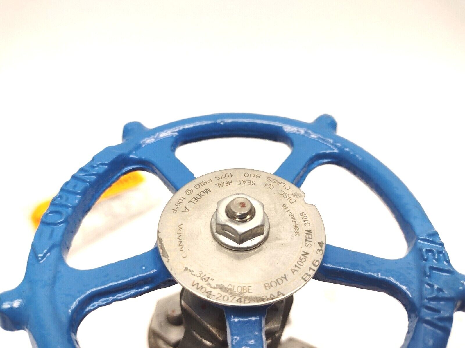 Velan W04-2074B-02AA 3/4" Manual 800 Series Steel Globe Valve1975 PSIG A105N - Maverick Industrial Sales